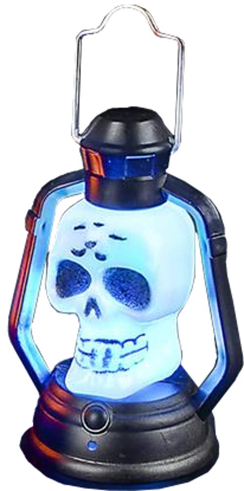 Color Changing Mini Skeleton Skull LED Lantern - Halloween Party Decor, Home & Garden Light Up Decoration for Spooky Night, Outdoor & Indoor Halloween Decorations