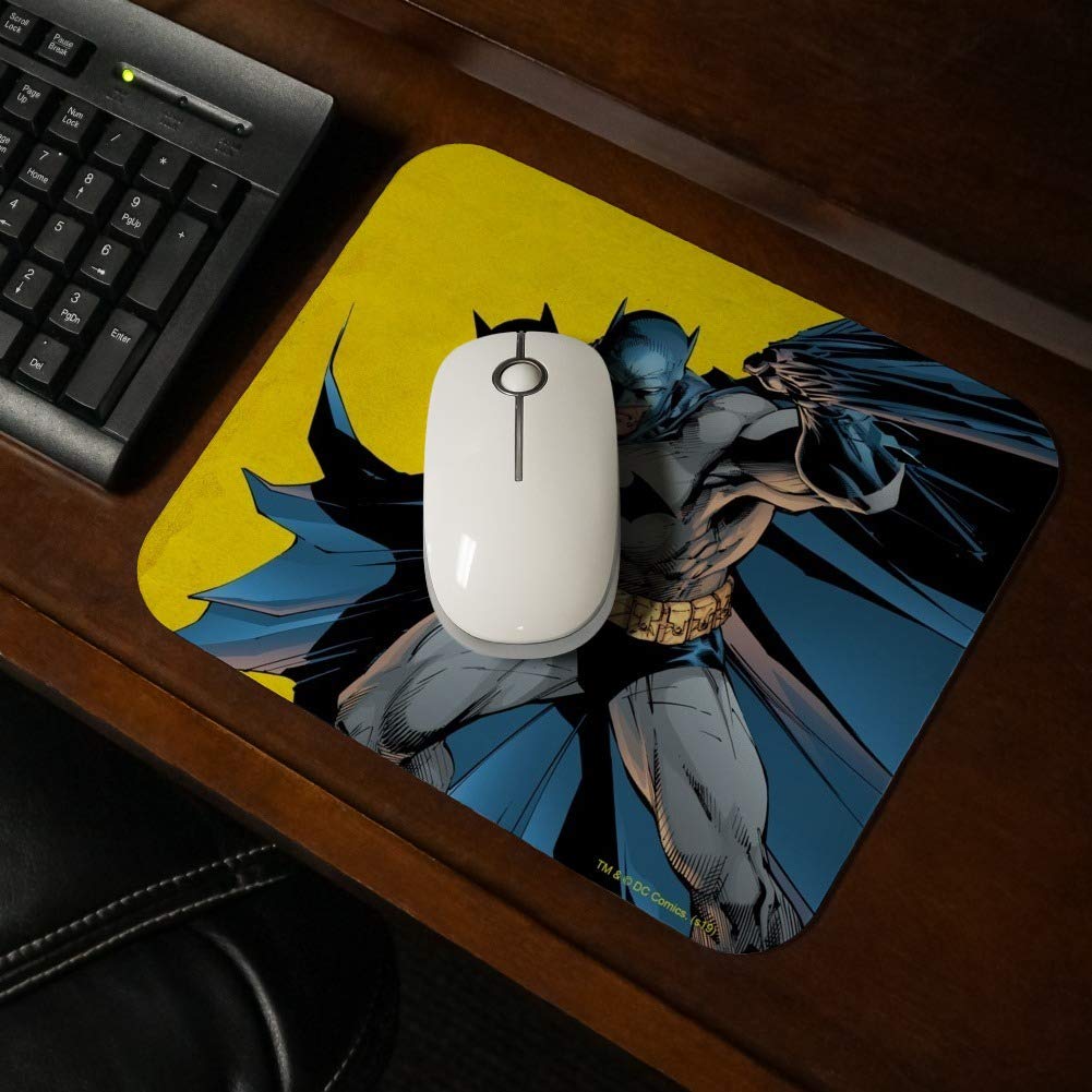 Batman Themed Low Profile Thin Mouse Pad - Non-Slip Rubber Base for Gaming & Office Use - Perfect for PC, Laptop & Computer Workstations