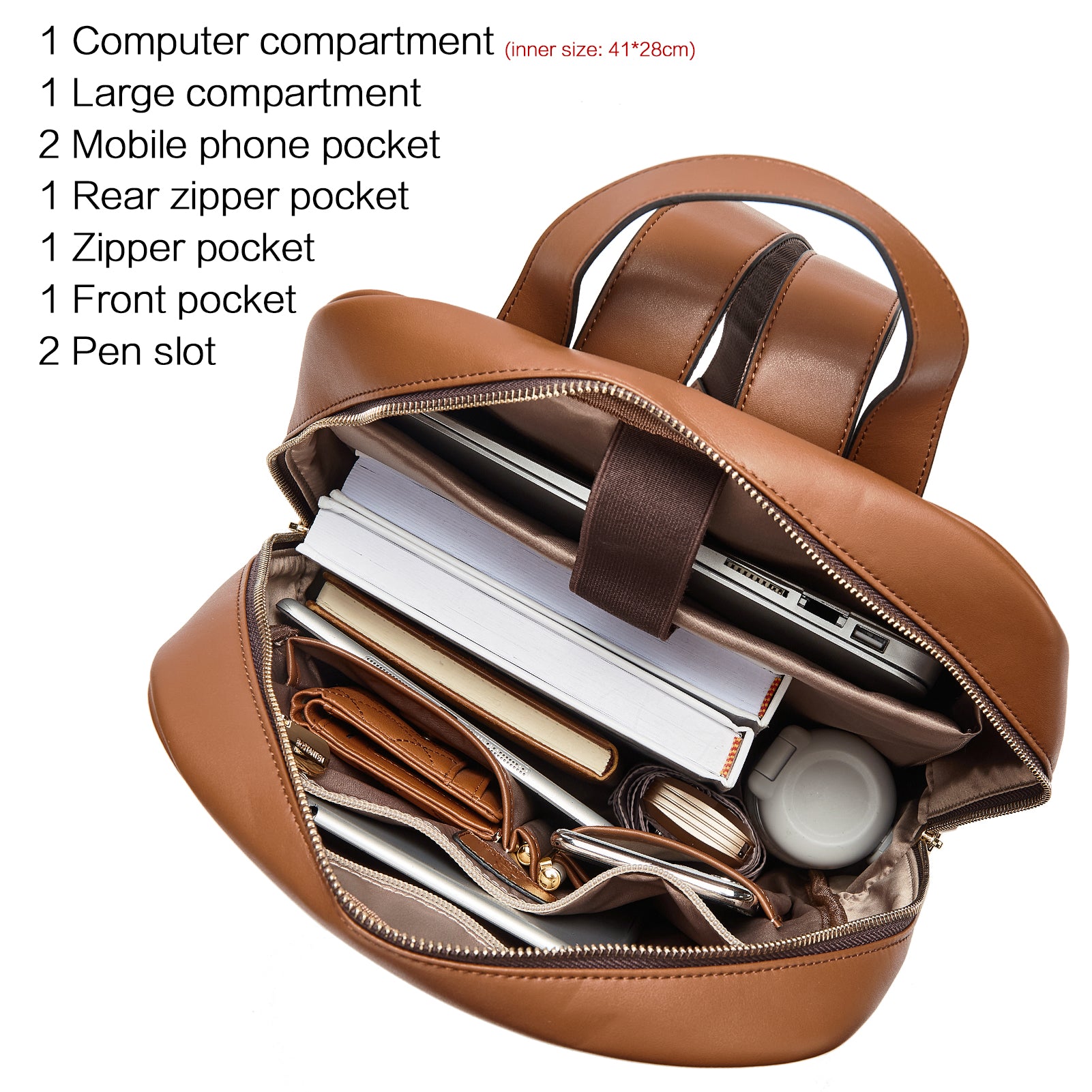 Premium Libe Leather Laptop Backpack for Women - Stylish & Durable 15.6 Inch Business Bag - Perfect for Work, Travel & College (Black)