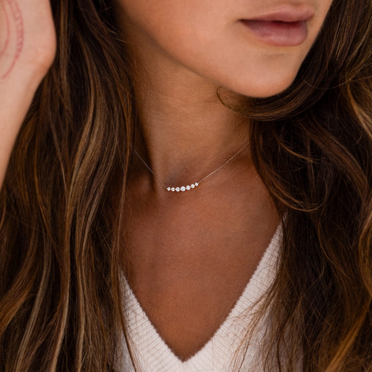 Elegant Floating White Diamond Necklace for Women - Perfect for Weddings, Anniversaries & Special Occasions
