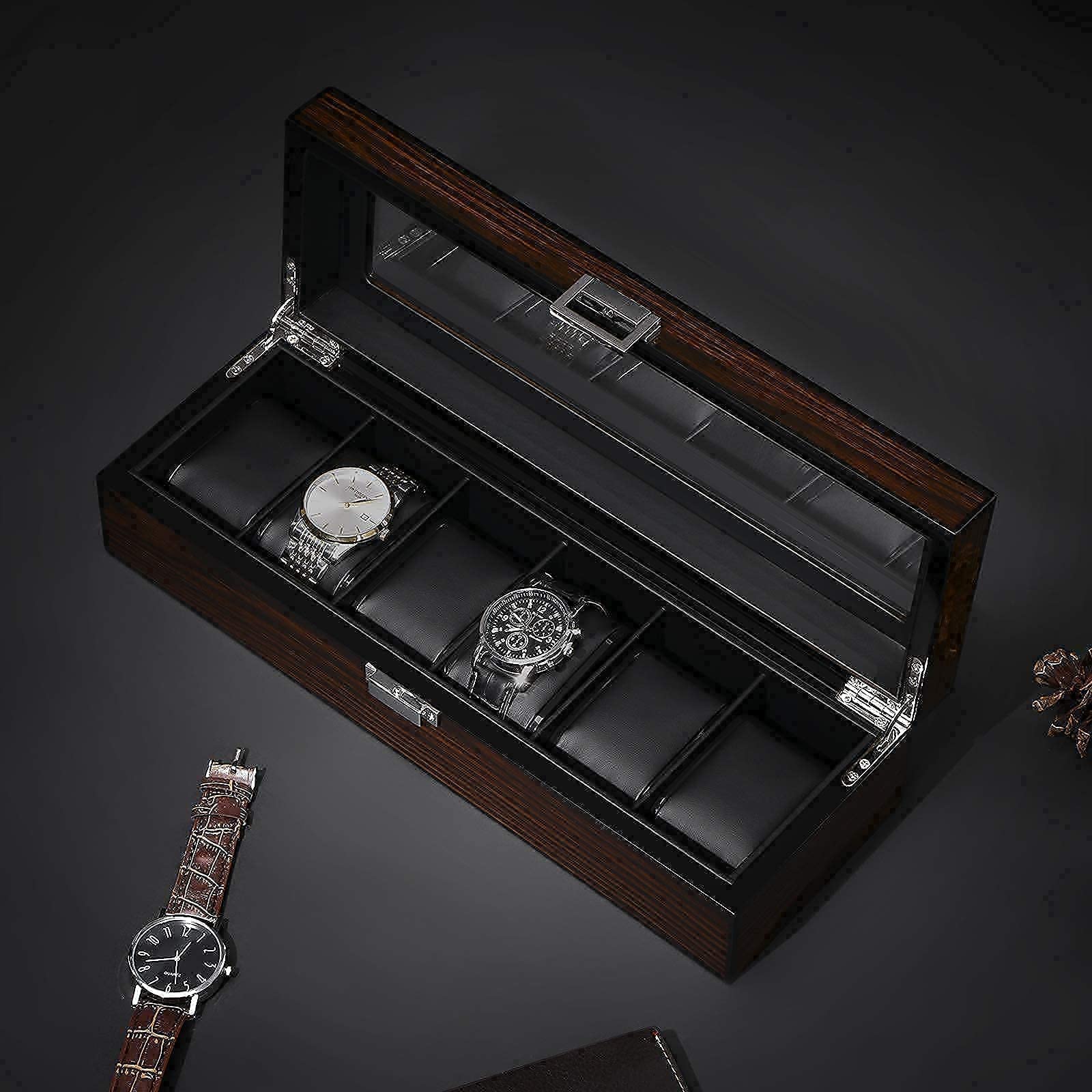 BEWISHOME Premium Leather Valet Tray for Men - Dresser Organizer, Nightstand Tray & Luxury Watch Box Set - Perfect for Jewelry, Keys, Wallet Storage - Ideal Gift for Men's Bedroom & Office Decor