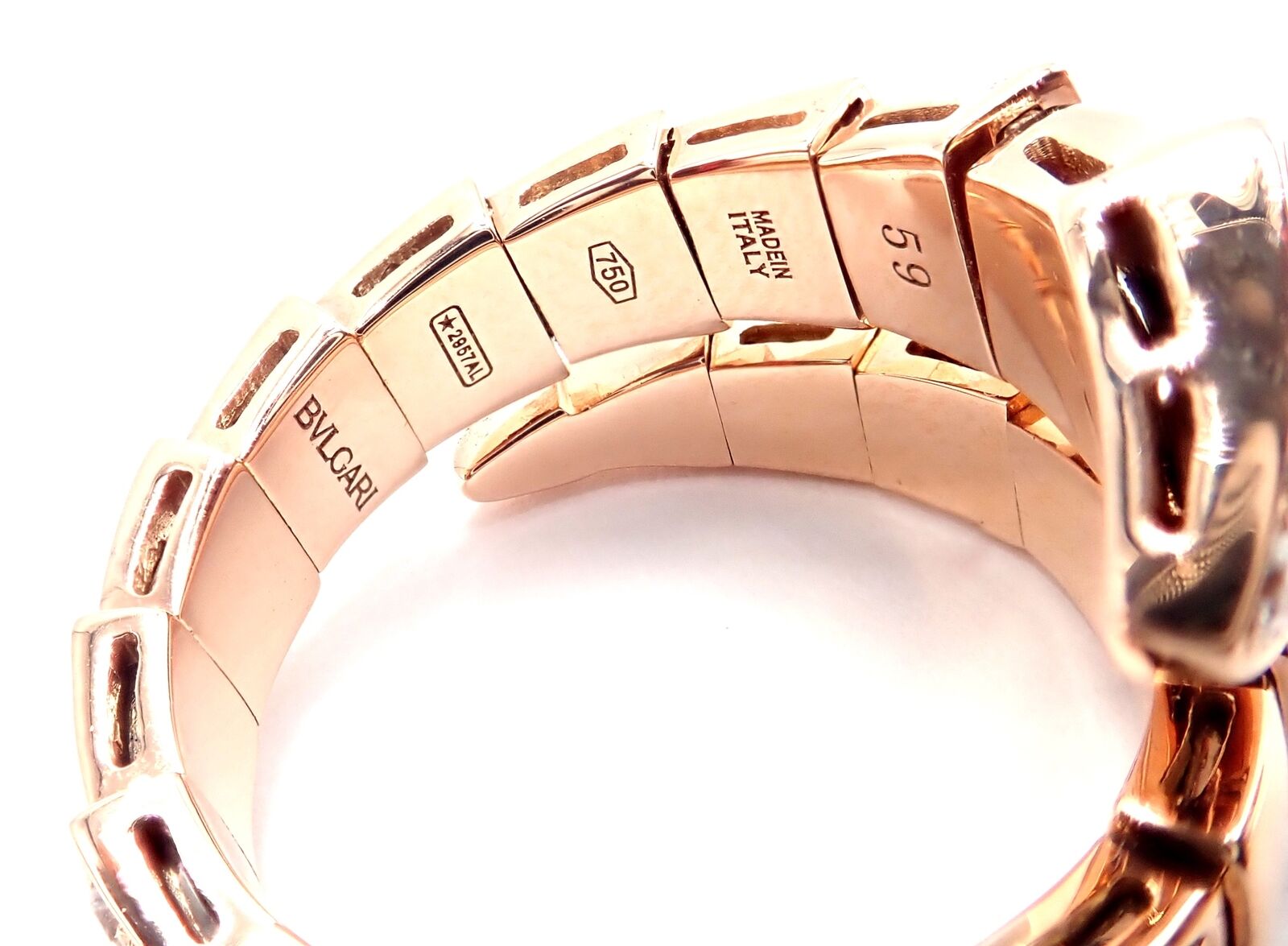 Authentic Bulgari Bvlgari Serpenti Viper 18k Rose Gold Diamond Ring Size 8.75 - Luxury Jewelry for Women, Perfect for Weddings, Anniversaries & Special Occasions