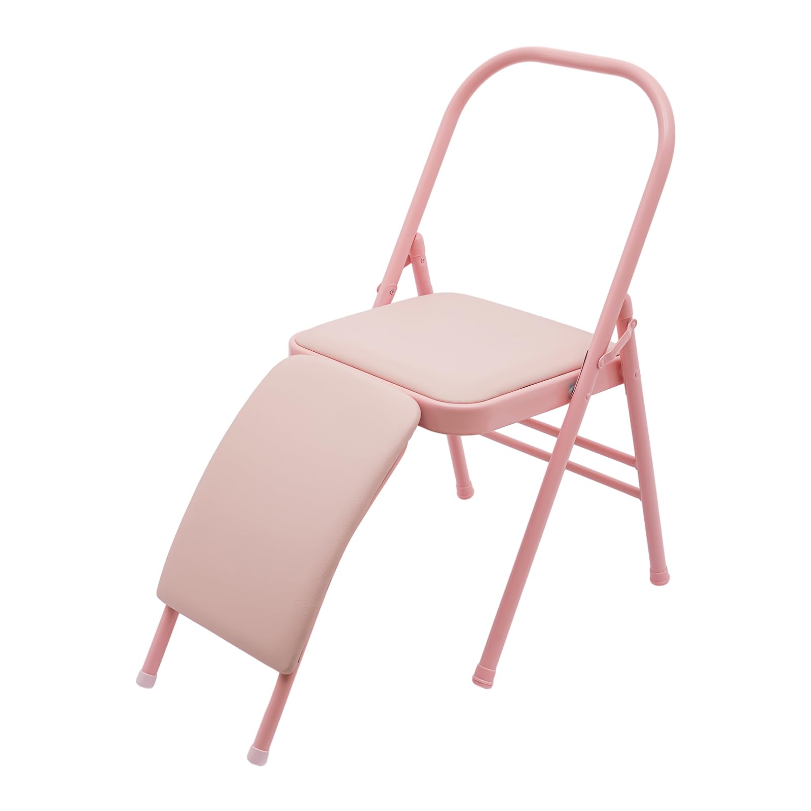 Foldable Yoga Chair with Lumbar Support - Pink Exercise Stretching Chair for Balance Training, Handstand Practice, Flexibility & Strength Workouts - Ideal for Yoga Studios, Home Gym & Back Pain Relief