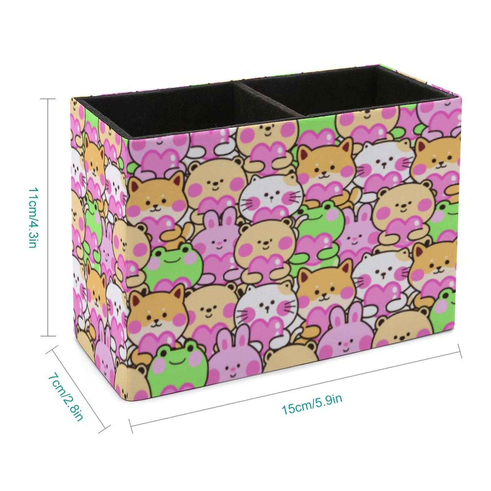 Cute Animal Pen Holder for Desk - Leather Pencil Organizer & Makeup Brush Storage for Office, School, College | Perfect Desktop Organizer for Stationery, Writing Utensils, and Beauty Tools