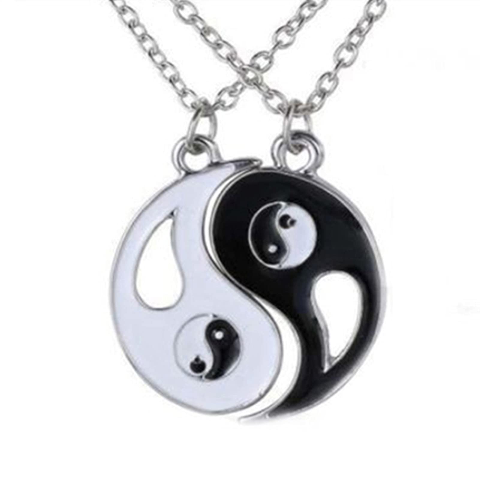 Best Friend Necklaces for 2 - Matching Yin Yang Adjustable Chain Bracelet for BFF, Couples, Him & Her - Valentine's Day Gift for Boyfriend, Girlfriend, Men & Women - Friendship Jewelry White & Black - Perfect for Anniversaries, Promises & Special Occasions