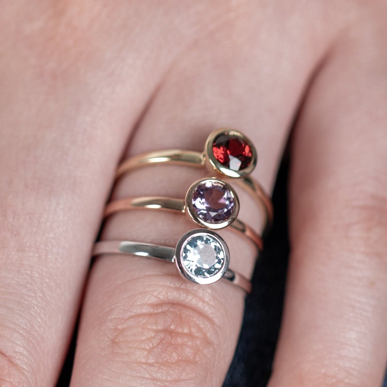 14K Rose Gold Amethyst Cocktail Ring - Dainty Bezel Set Purple Gemstone Jewelry for Women, Perfect for Evening Parties & Special Occasions