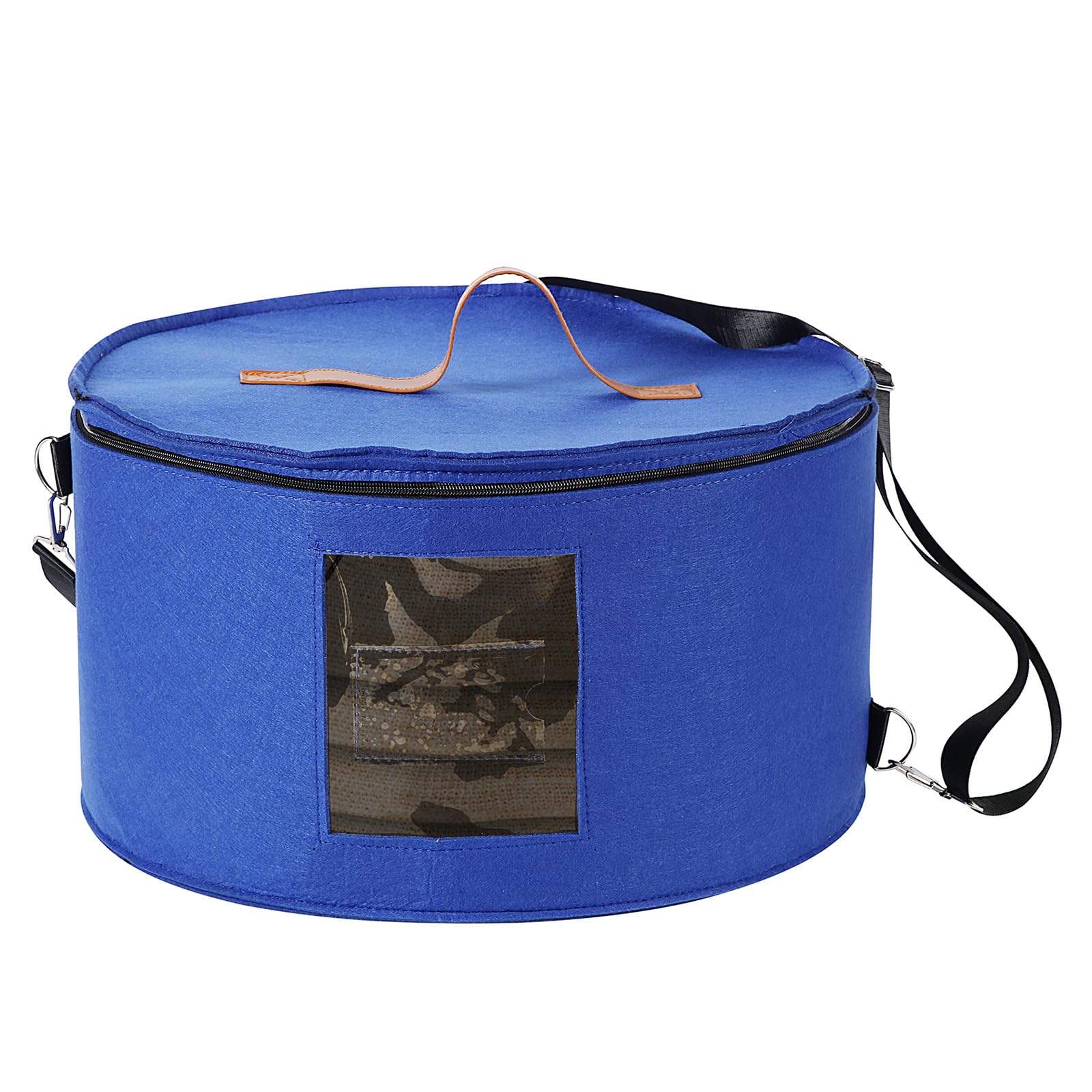 Yugada 18 x 10 Inch Foldable Hat Storage Box with Lid - Travel Hat Organizer for Women & Men - Round Closet Organizer for Caps, Stuffed Animals & Toys - Perfect for Travel, Home & Closet Organization (Blue)