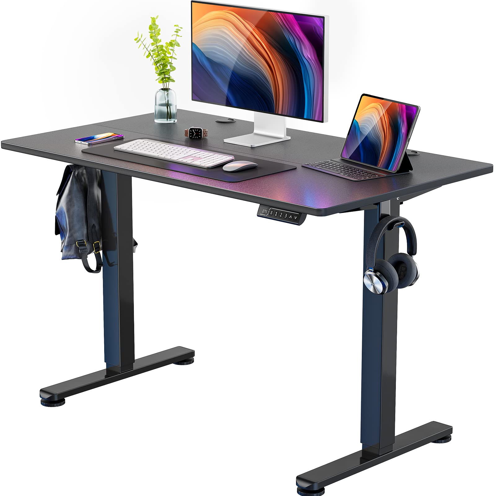 ErGear 48 x 24 Inches Electric Standing Desk - Height Adjustable Sit Stand Desk with Memory Function for Home Office | Black | Perfect for Work from Home & Gaming Setup