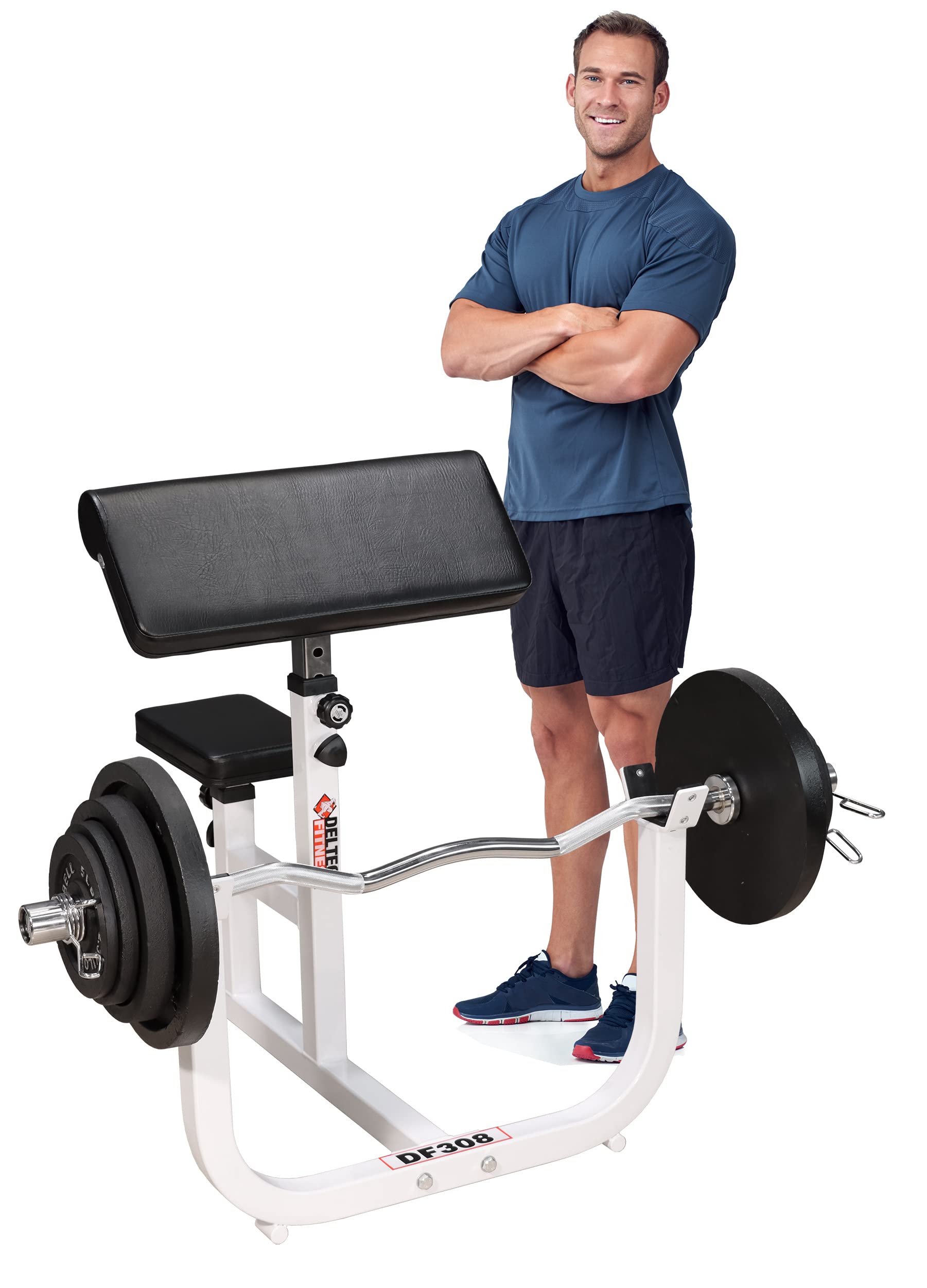 Deltech Fitness DF308 Preacher Curl Bench for Biceps Workout - Home Gym Equipment for Arm Strength Training & Muscle Building