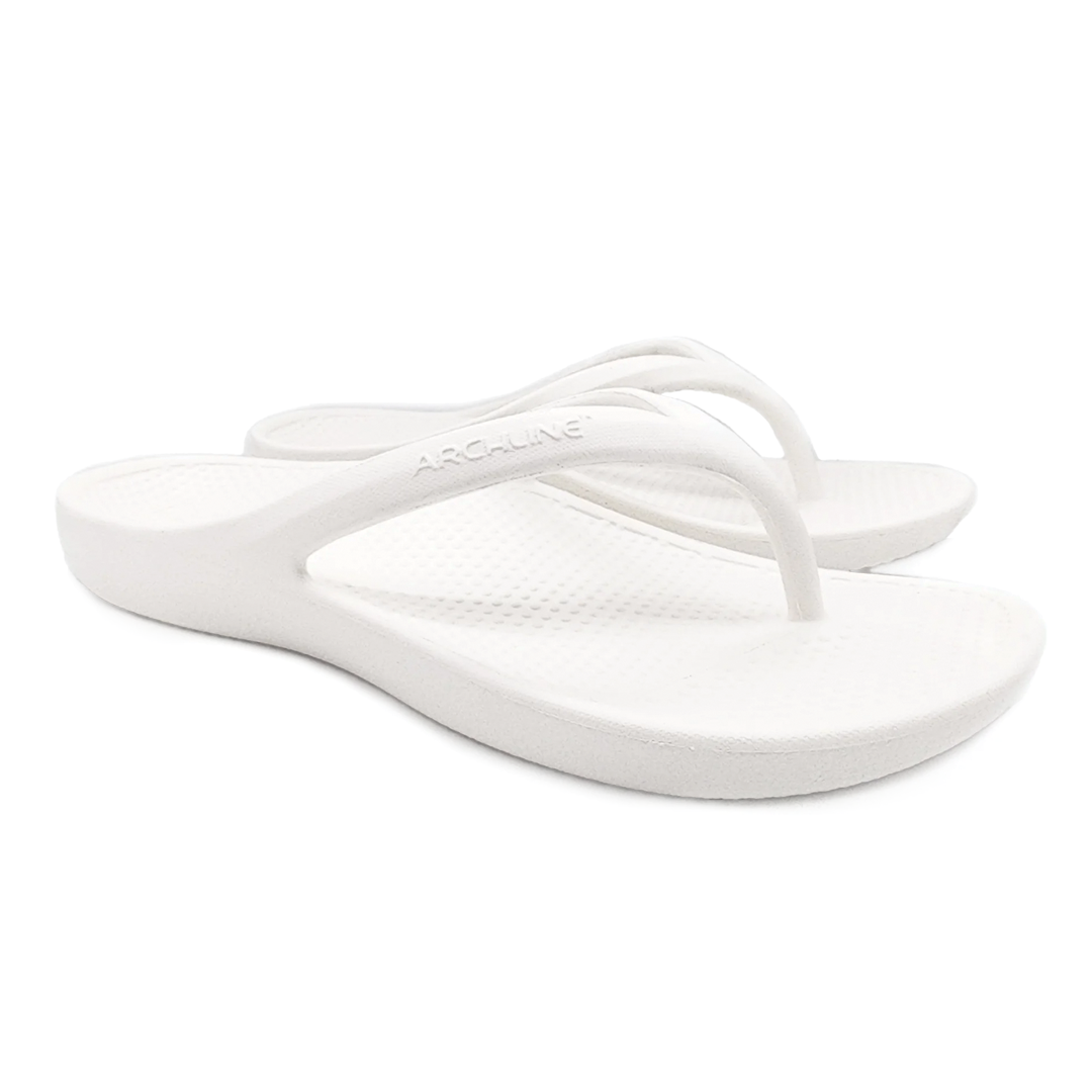 Archline Rebound Orthotic Thongs for Women & Men - White Comfortable Sandals with Arch Support - Perfect for Plantar Fasciitis, Flat Feet & Everyday Wear