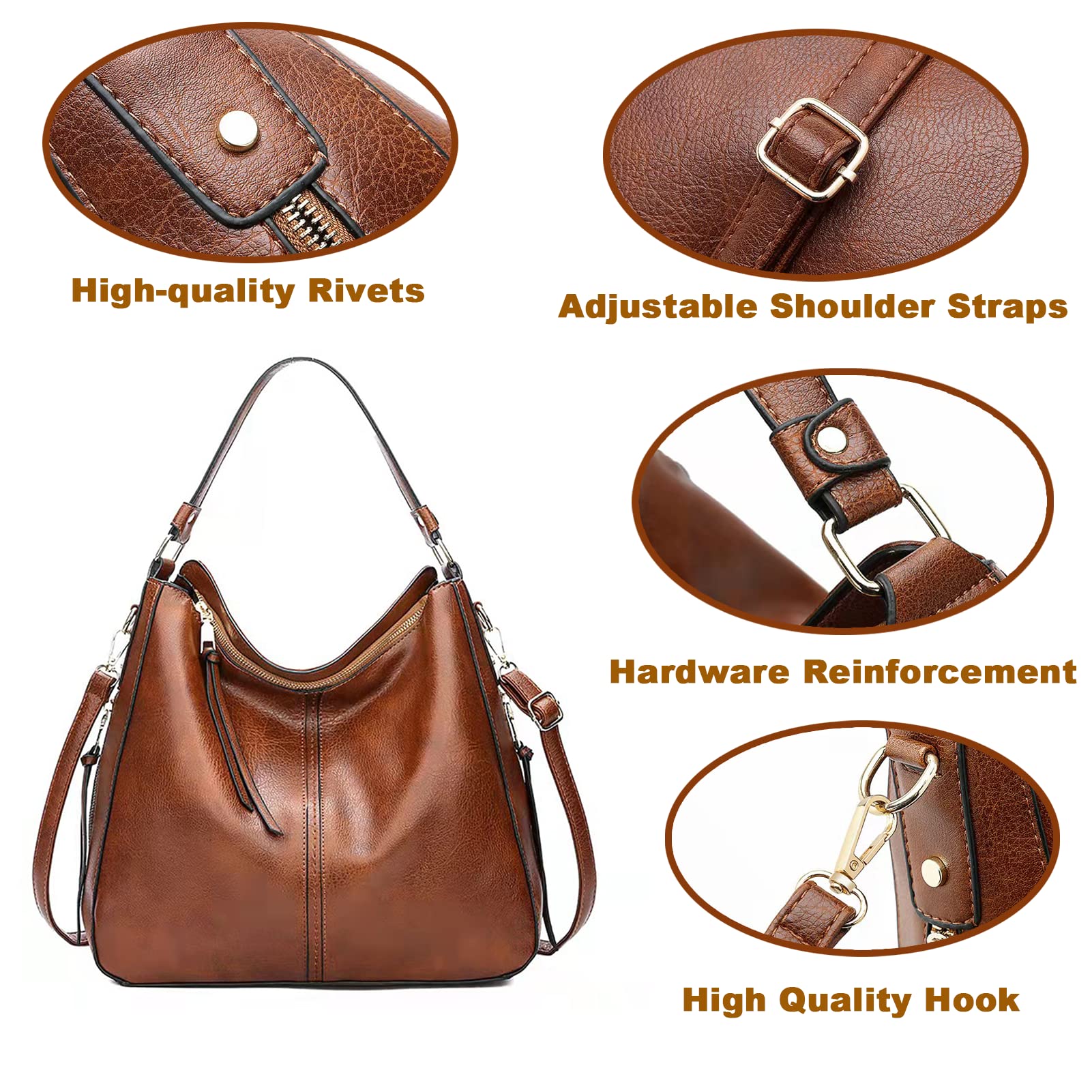 Stylish PU Leather Tote Bag for Women - Adjustable Shoulder Strap Hobo Handbag | Perfect for Work, Travel & Shopping