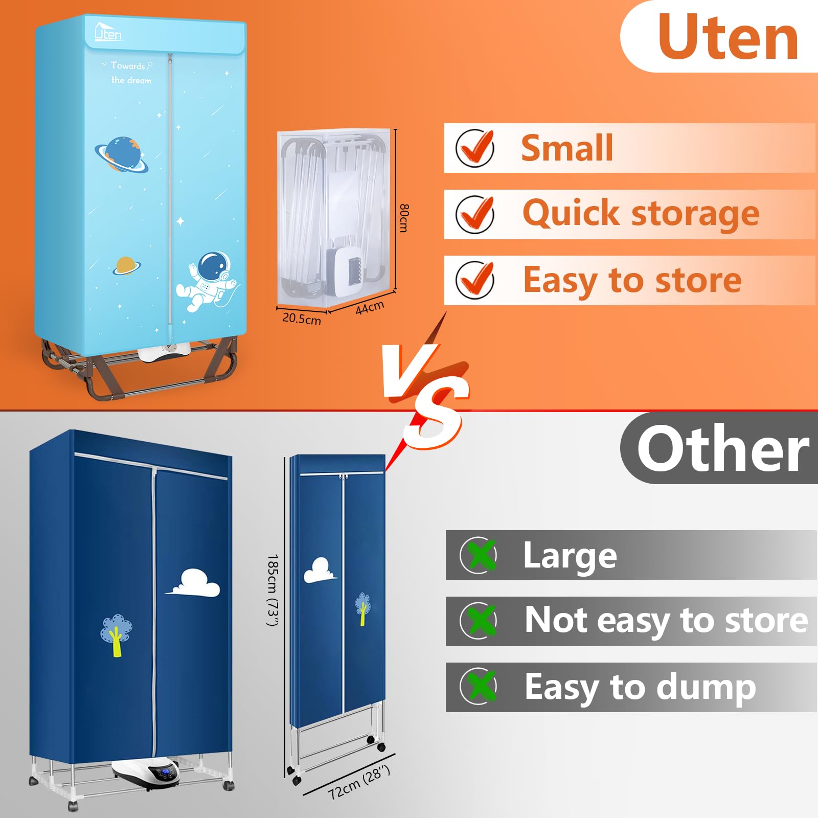 1500W Electric Clothes Dryer with Timer - 2-Tier Foldable Drying Rack for Travel, Apartments, RV & Home - Fast Drying Wardrobe for Laundry | Perfect for Small Spaces, Camping & Emergency Use