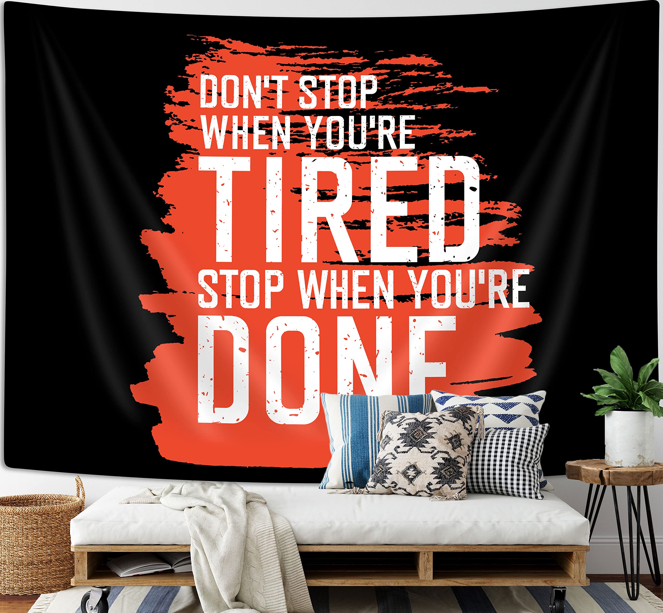 Fitness Motivational Wall Tapestry - Inspirational Gym Quote Art for Workout, Bodybuilding & Home Decor | 60x40 Inch Gym Office College Dorm Bedroom Poster | Perfect for Home Gym, Yoga Studio & Fitness Room