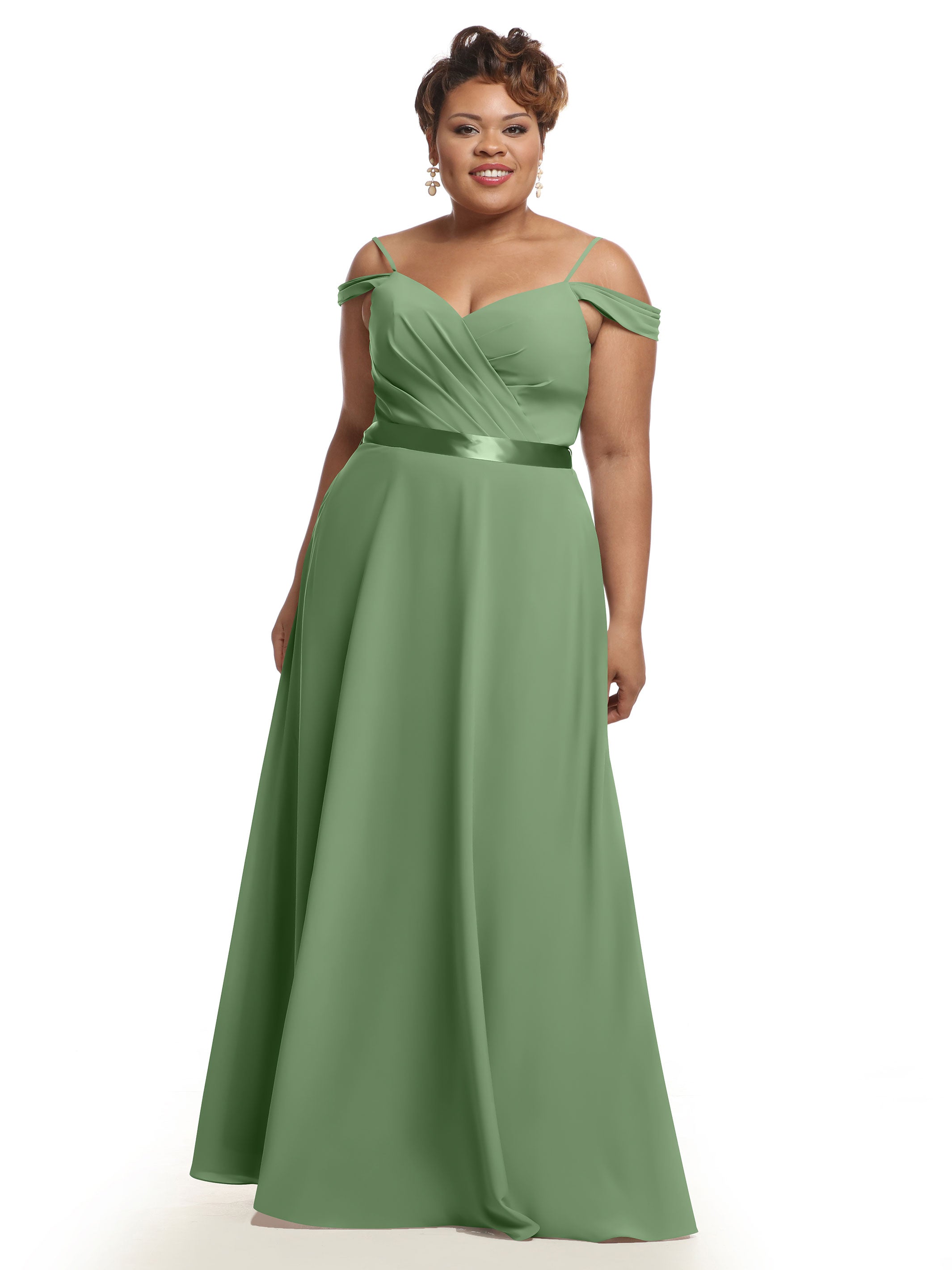 Elegant Off Shoulder Chiffon Bridesmaid Dress with Sash - Flowy A-Line Design for Weddings, Parties & Special Occasions