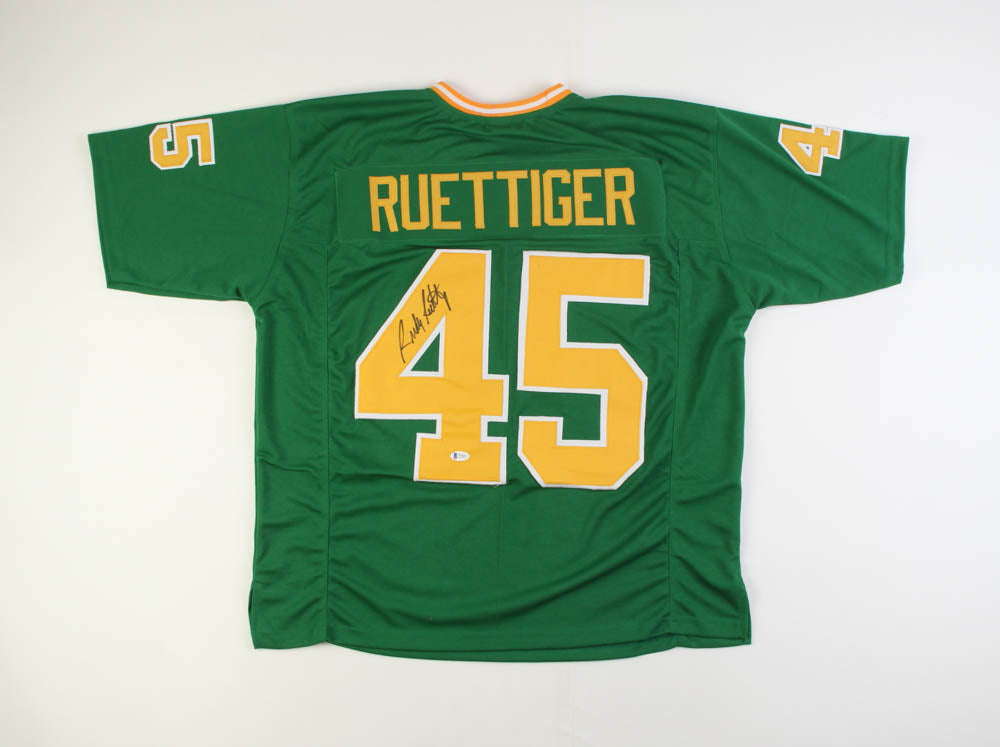Authentic Rudy Ruettiger Signed Notre Dame #45 Green Throwback Football Jersey - Perfect for Collectors, Fans & Sports Memorabilia Displays