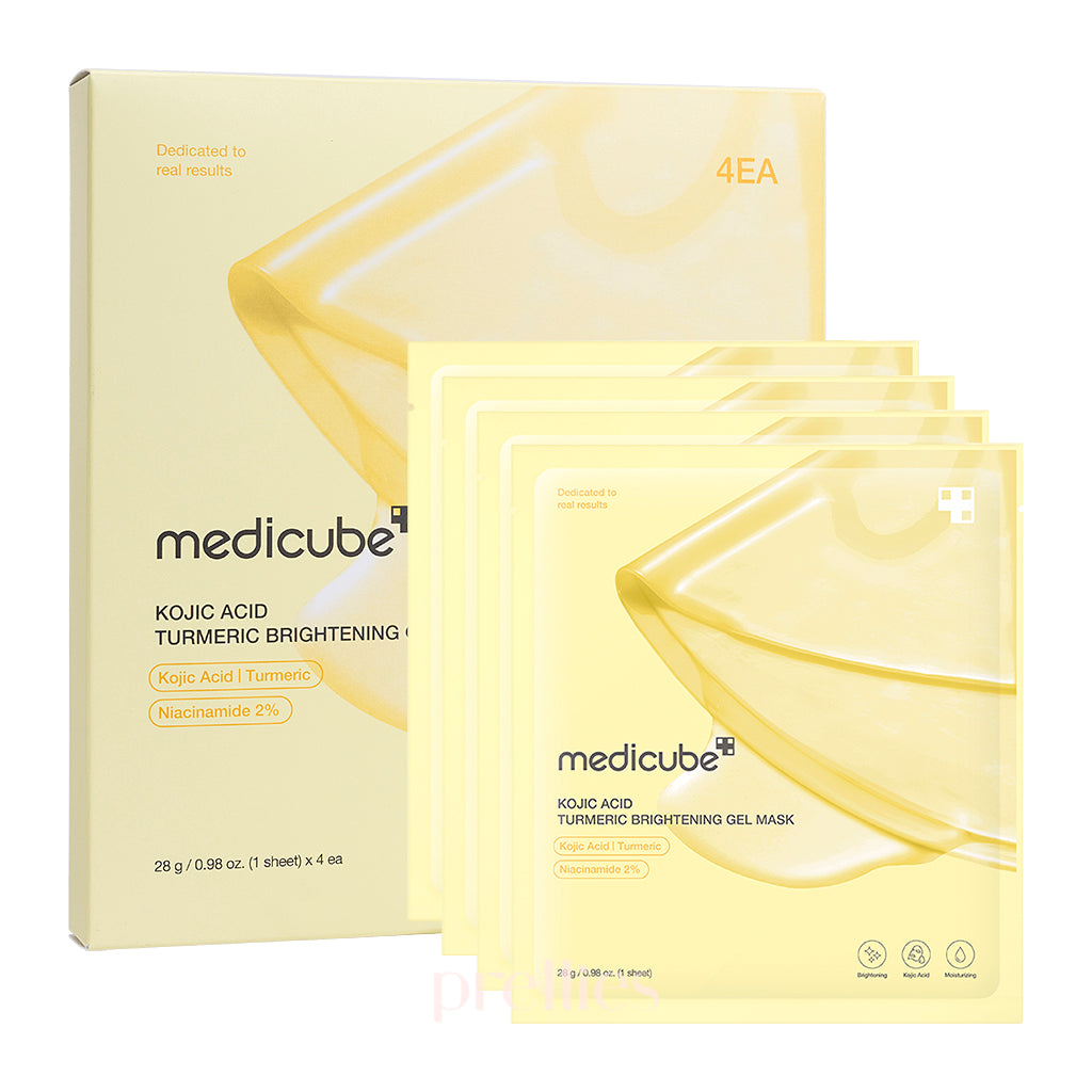 Medicube Kojic Acid & Turmeric Brightening Gel Face Mask - 4 Piece Set for Dark Spot Treatment & Glowing Skin | Perfect for Nighttime Skincare Routine & Post-Sun Care