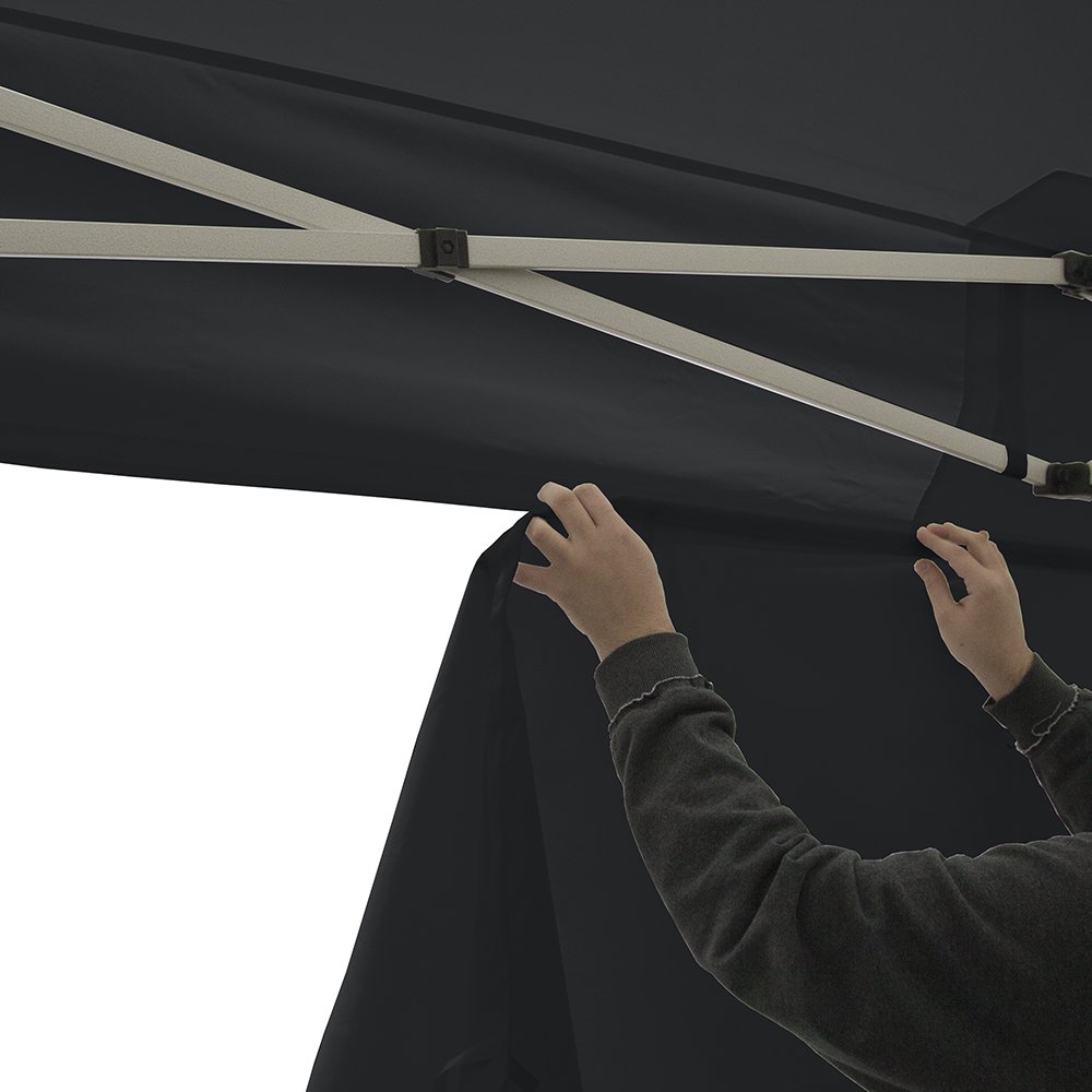 10x10 Black Side Walls with Velcro Loops & Zippered Ends for Canopy Tents - 3 Water Resistant Sidewalls Included (Tent Not Included) - Perfect for Outdoor Events, Camping & Market Stalls