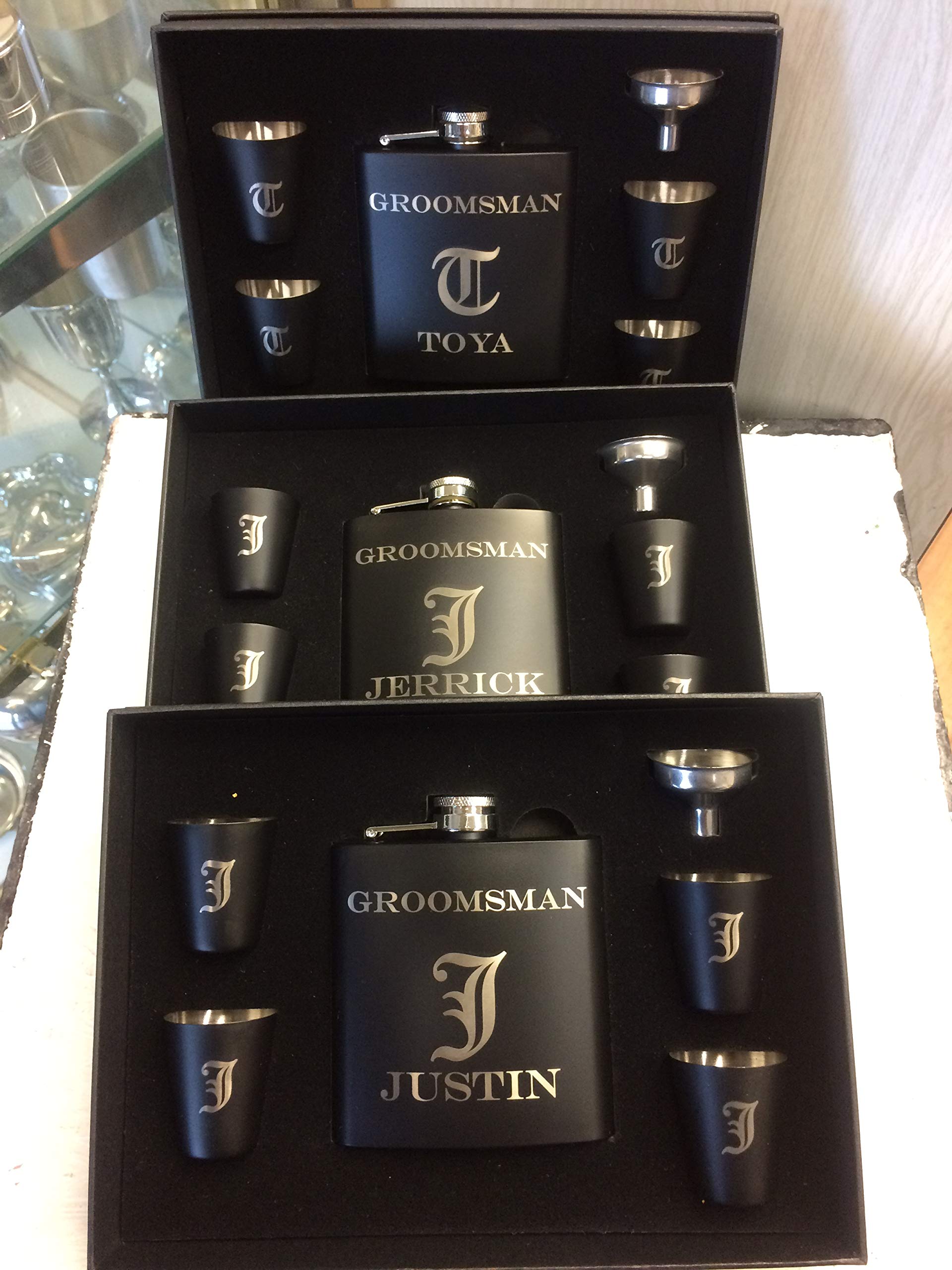 Personalized Engraved Flask Set of 5 - Unique Groomsmen Gifts, Best Man Gift, Wedding Party Favors for Father of the Groom & Bride - Perfect for Bachelor Parties, Weddings & Special Occasions
