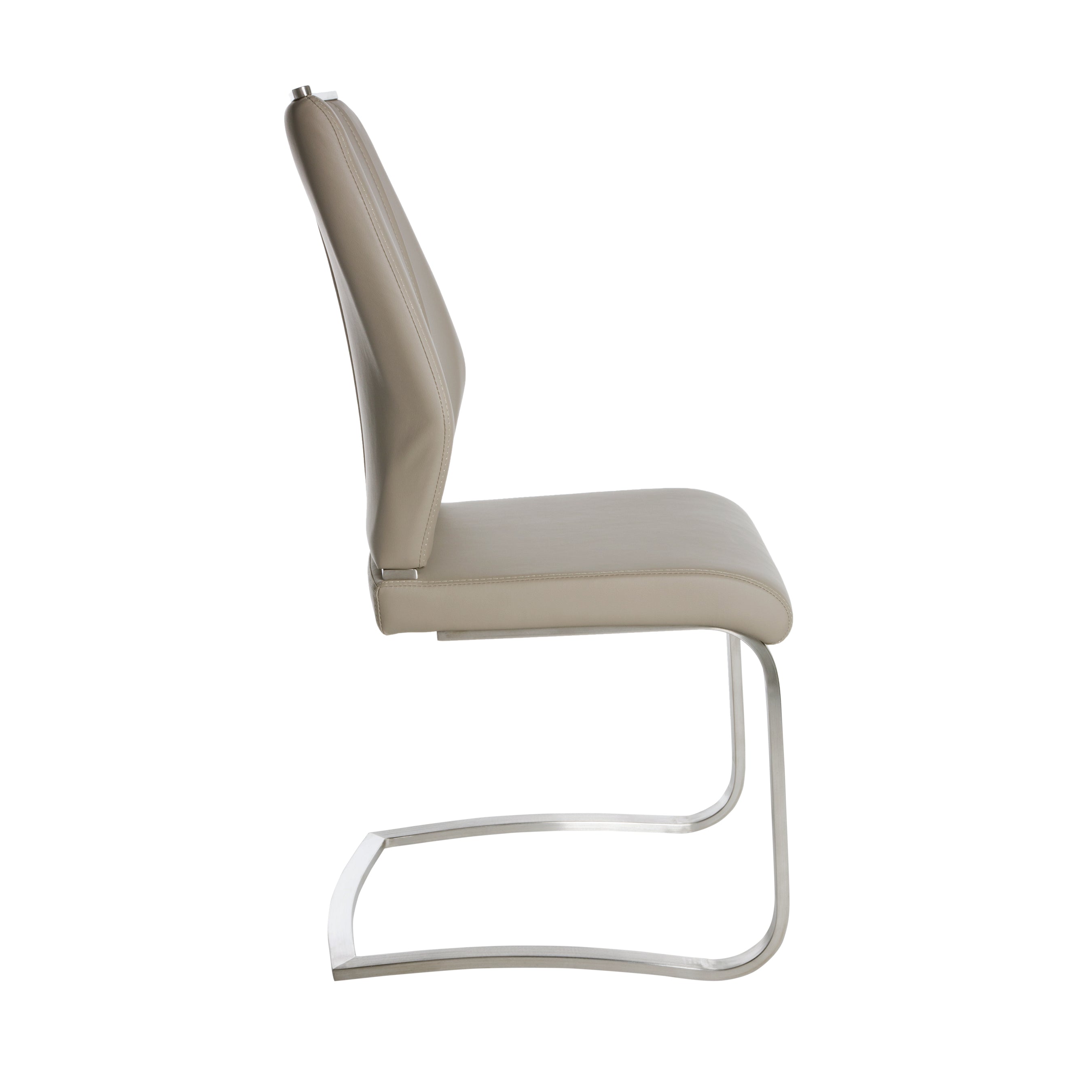 Lexington Side Leather Chair in Brushed Stainless Steel - Set of 2 Modern Dining Chairs for Home & Office | Perfect for Dining Rooms, Conference Tables & Lounge Areas