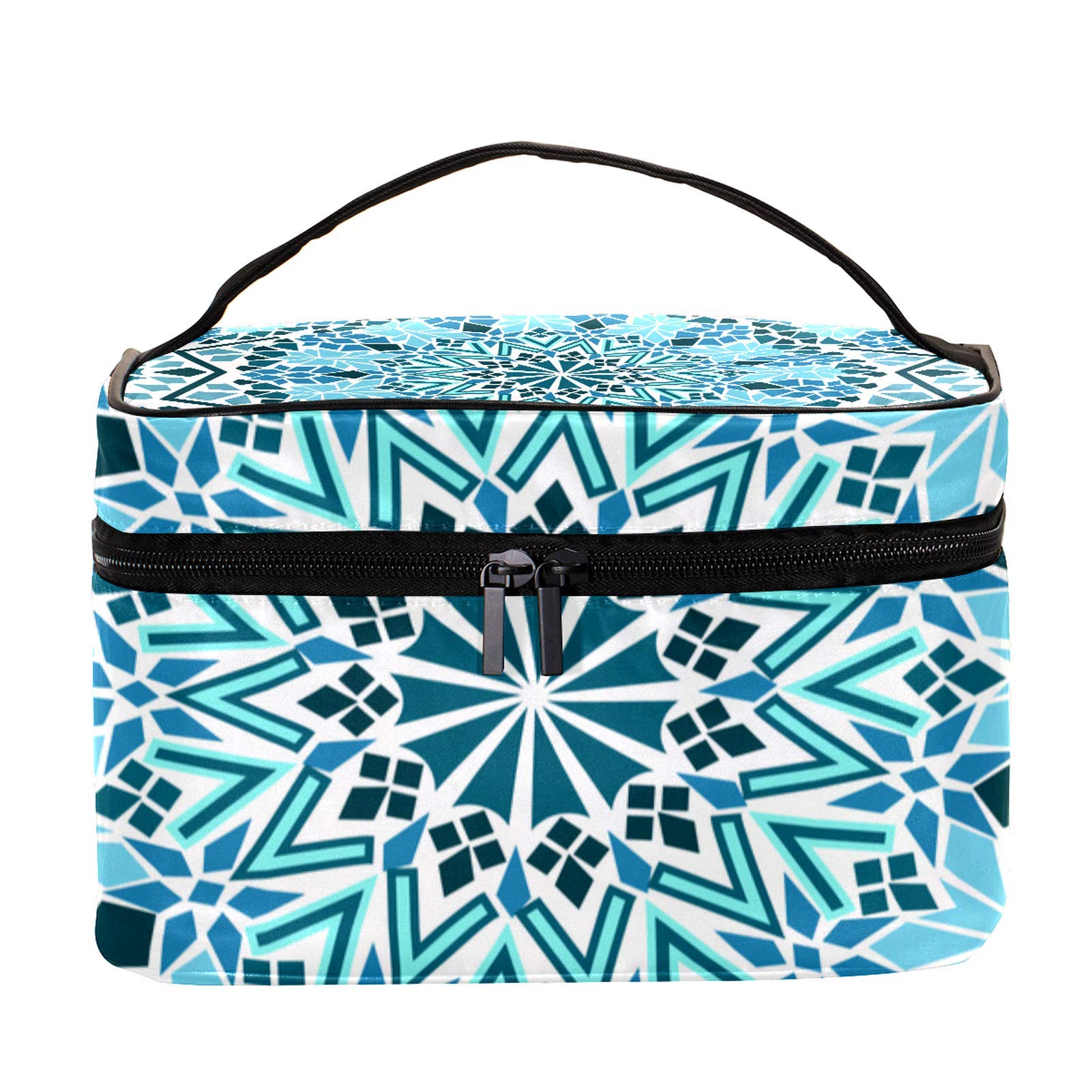 Waterproof Travel Makeup Bag for Women - Large Roomy Cosmetic Organizer with Moroccan Tribal Design, Perfect for Toiletries, Travel Accessories & Daily Use