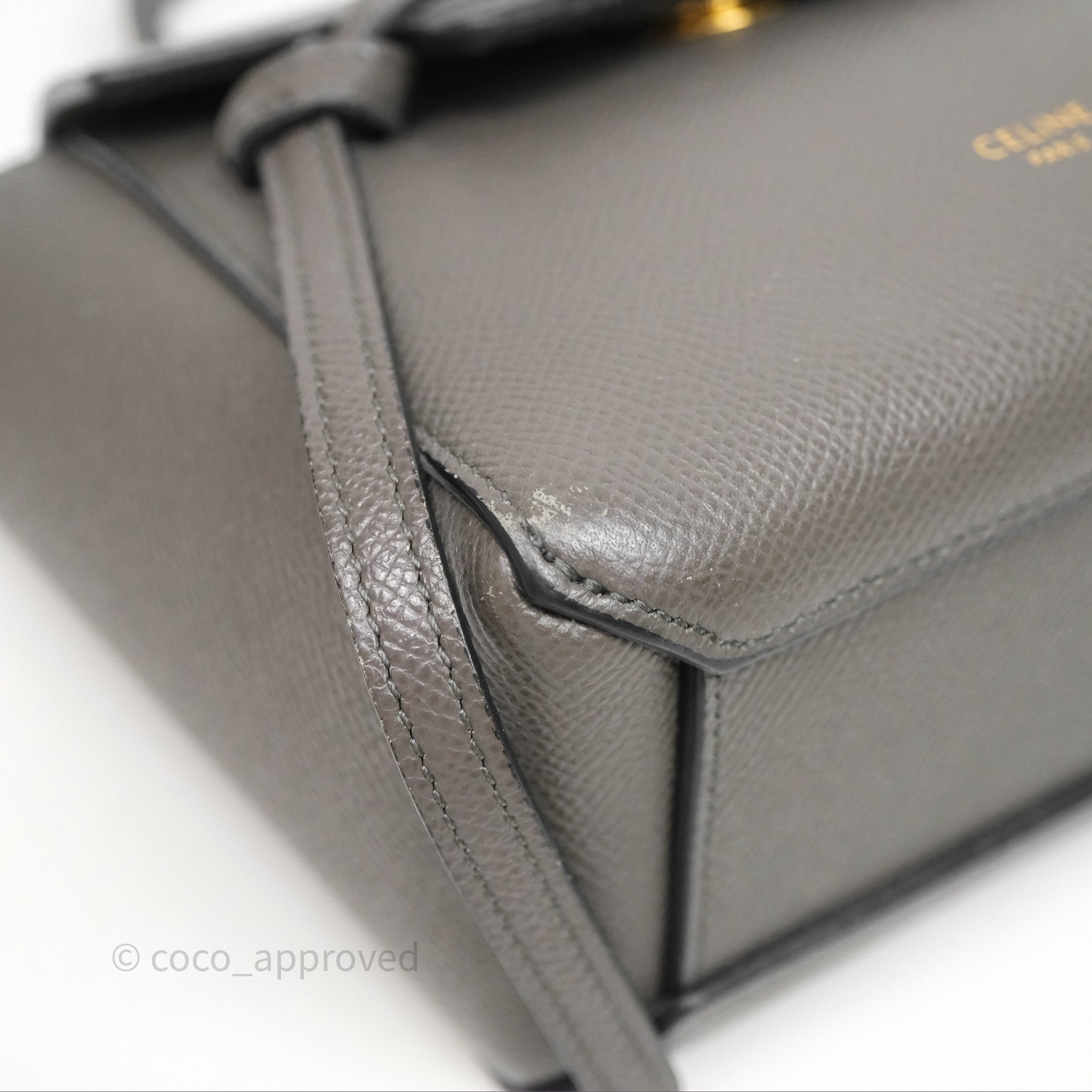 Celine Pico Belt Bag in Grey Grained Calfskin with Gold Hardware - Luxury Crossbody Bag for Women, Perfect for Everyday Use & Special Occasions