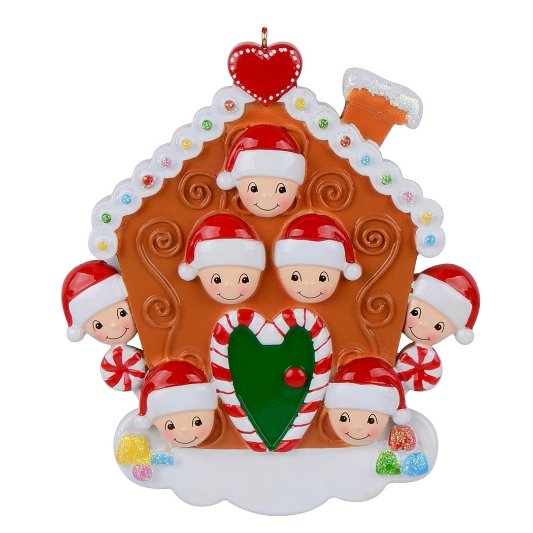Personalized Gingerbread House Christmas Ornament - Custom Family of 7 Holiday Decor for Tree, Parents & Grandparents | Perfect for Family Gatherings, Gift Giving & Festive Home Decoration