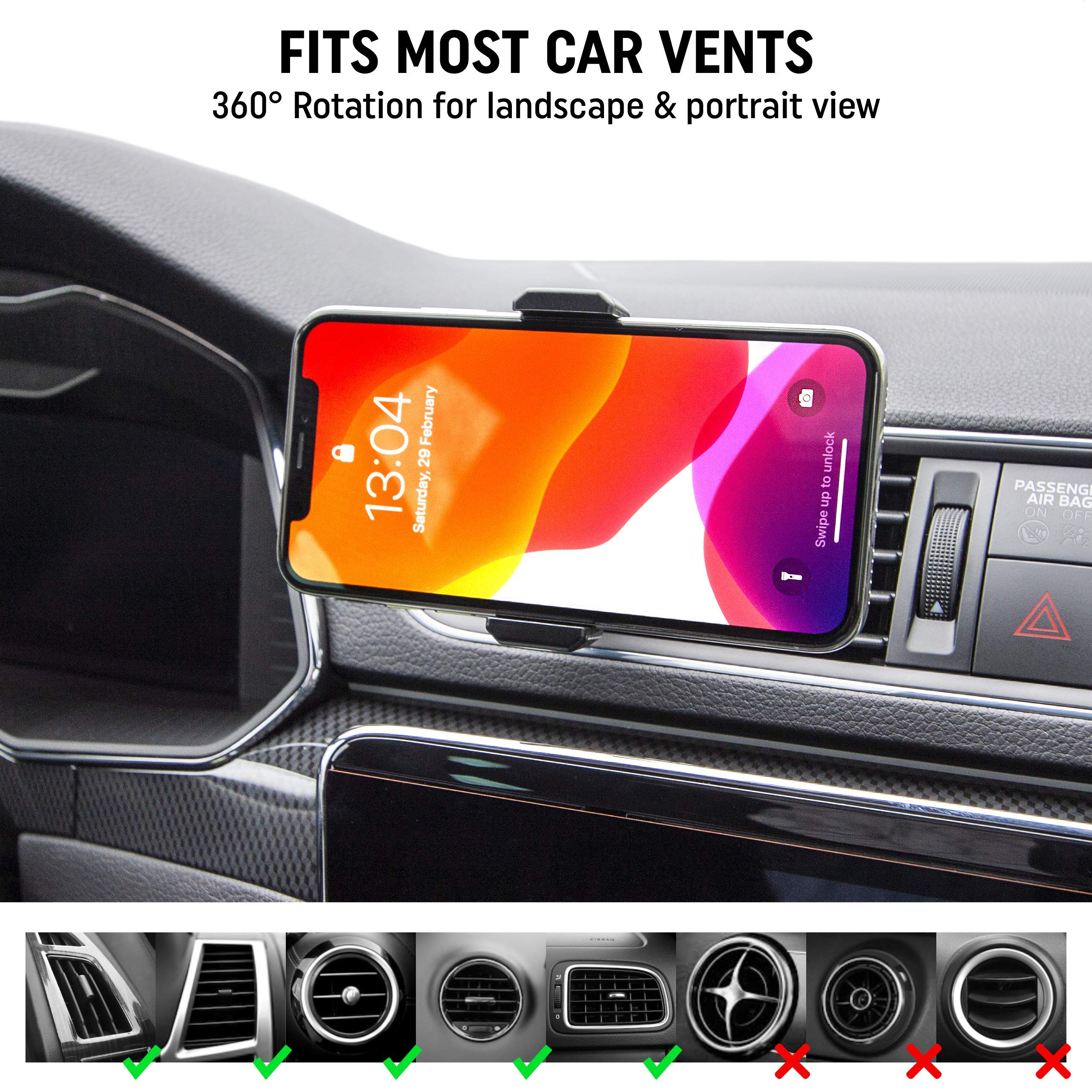 Adjustable Universal Phone Holder for Airplane Travel - Black | Car, Office, Home & Plane Use