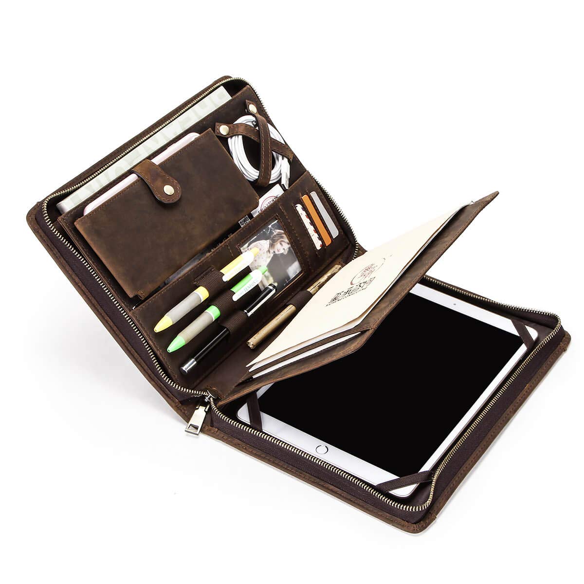 Hiram Vintage Leather Portfolio Case for iPad Pro 10.5/Air 3/11/10.2
