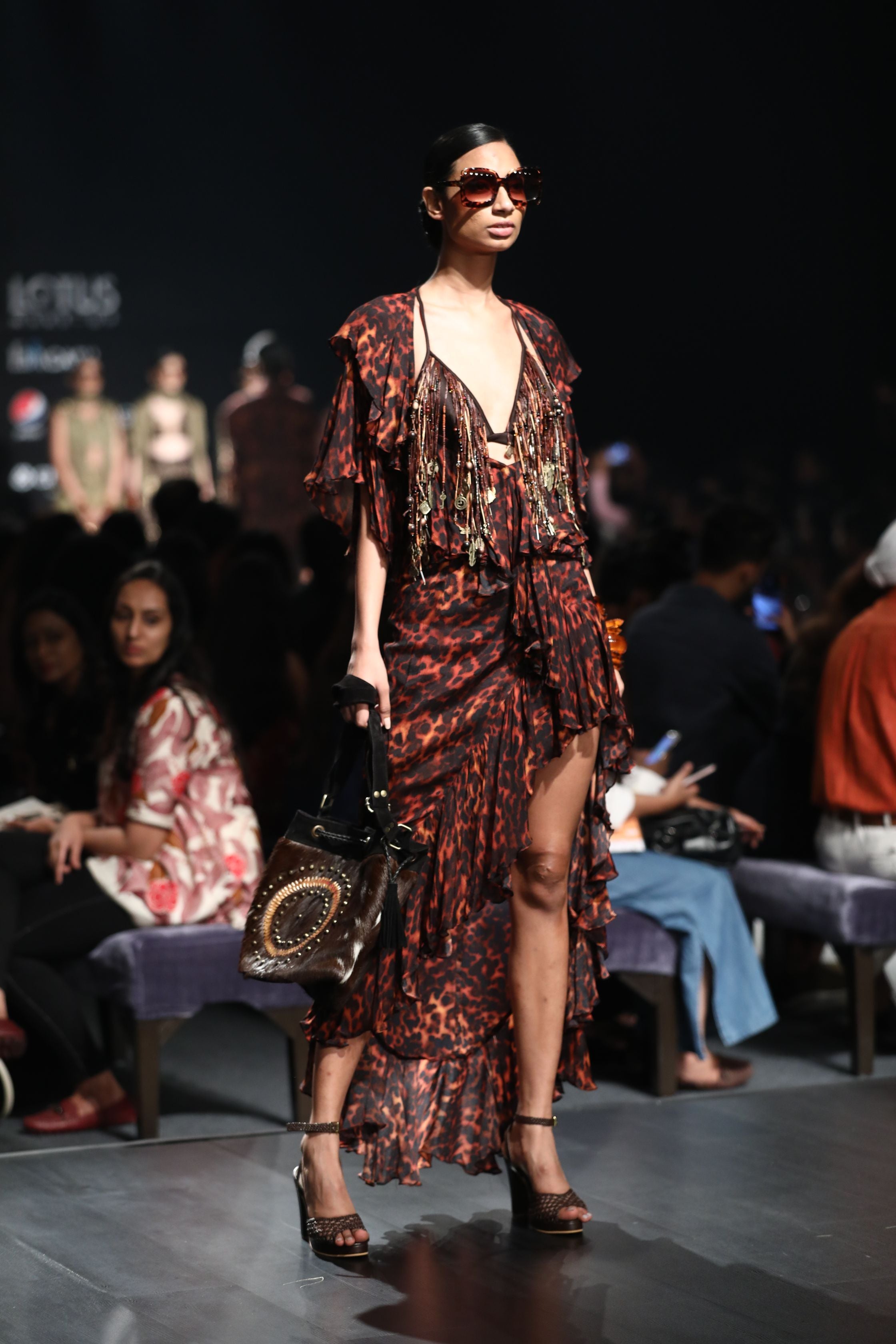 Kriti Sanon Stone Print Ruffled Sleeves Dress for Women | Elegant Party & Evening Wear | Perfect for Weddings, Date Nights & Special Occasions