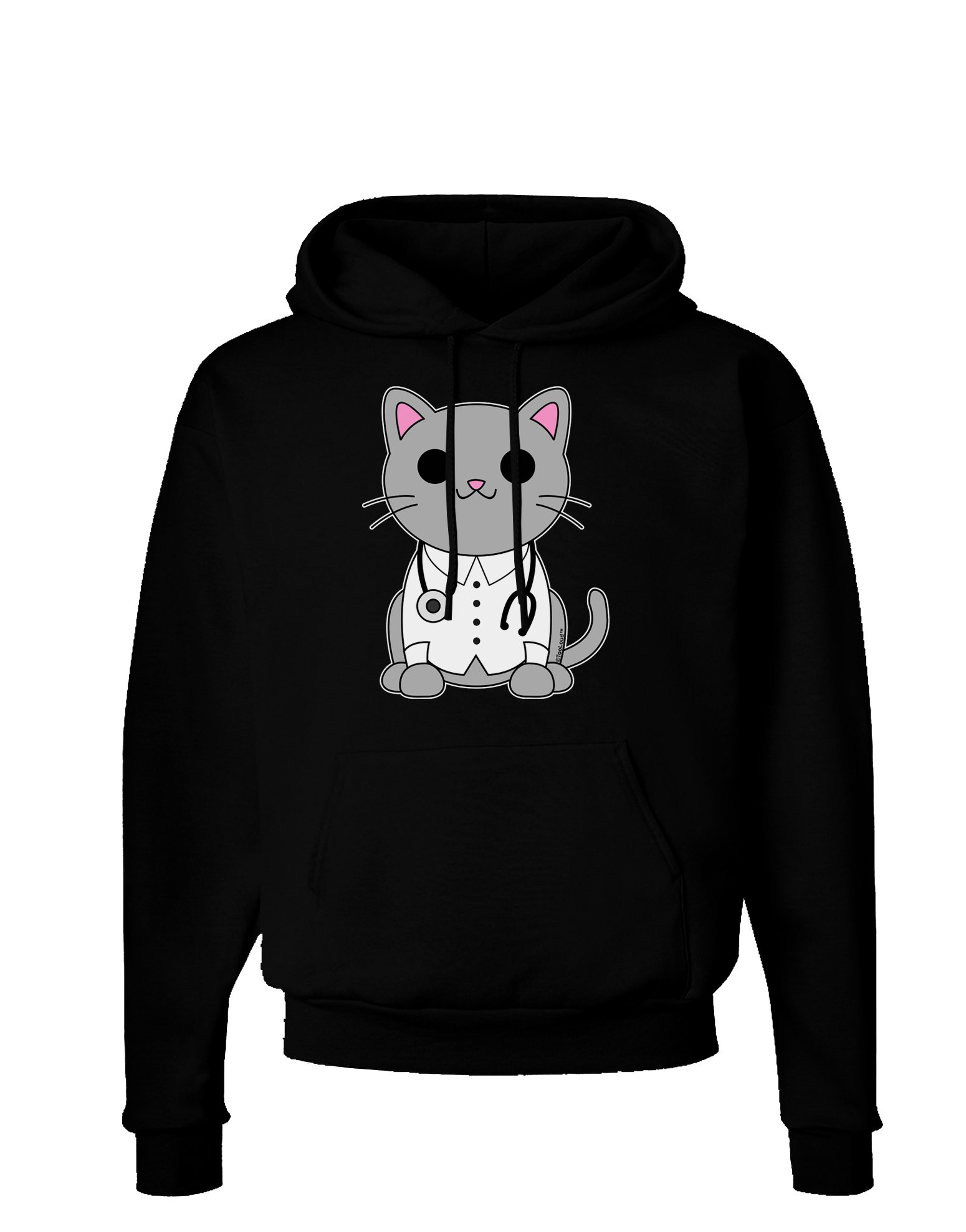 TooLoud Dr Cat MD - Cute Cat Design Dark Hoodie Sweatshirt for Men & Women | Soft Cotton Pullover with Funny Vet Theme | Perfect for Casual Wear, Vet Appreciation Gifts & Cat Lovers