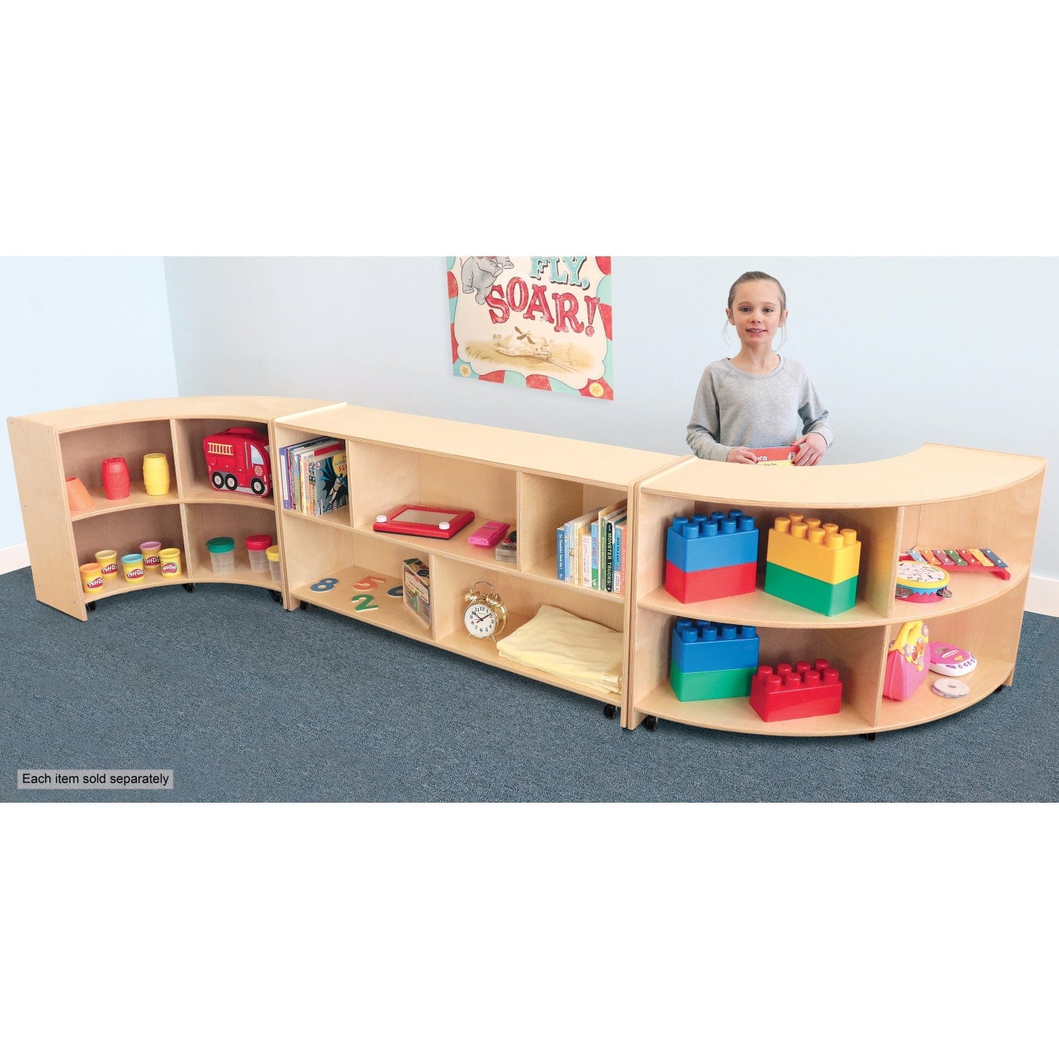 Multipurpose Straight Back Mobile Storage Cabinet - Rolling Organizer for Office, Home, or Classroom Use