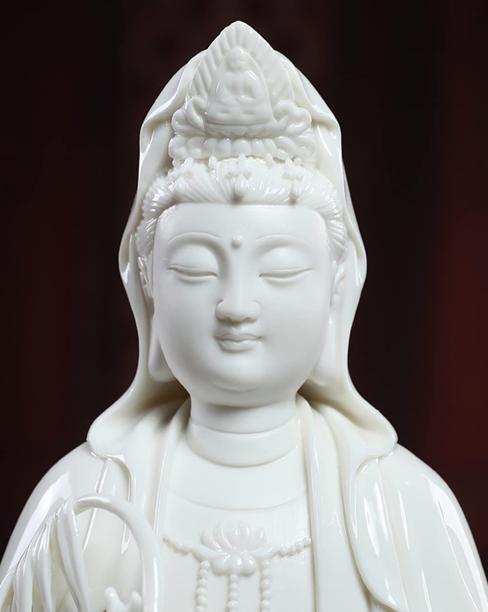 11 Inch White Guan Yin Statue - Buddhist Avalokiteshvara Kuanyin on Lotus - Chinese Feng Shui Decor for Home Altar, Meditation Room & Office (Best Spiritual Gift)