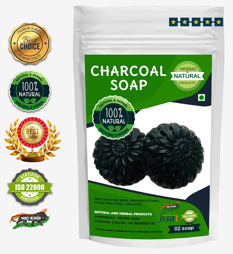 Natural Charcoal Honey Donkey Milk Soap for Face & Body - Deep Cleansing, Skin Brightening & Even Tone | All Skin Types | Organic Bath Soap & Body Wash | Perfect for Acne-Prone Skin & Sensitive Skin Care | 2-Pack