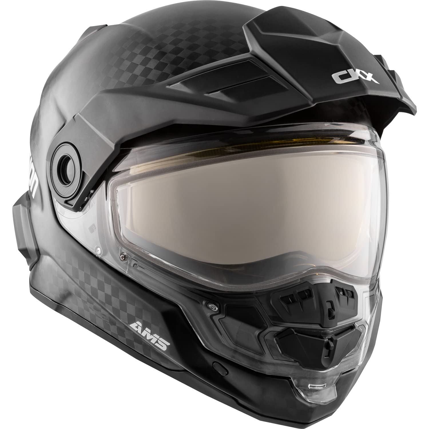 CKX Mission Full Face Helmet - Carbon Fiber Motorcycle Helmet with Electric Dual Visor for Men & Women - Perfect for Snowmobiling, ATV Riding, and Off-Road Adventures