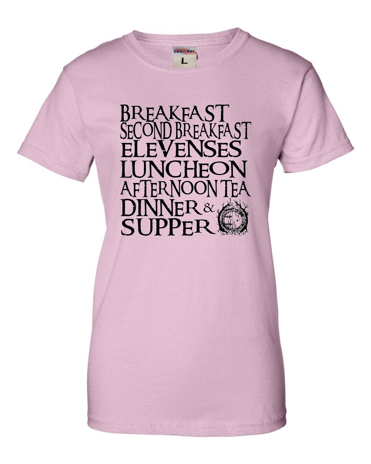 Go All Out Women's 'The Seven Daily Meals' Graphic T-Shirt - Casual Comfort Tee for Everyday Wear, Gym, and Outings