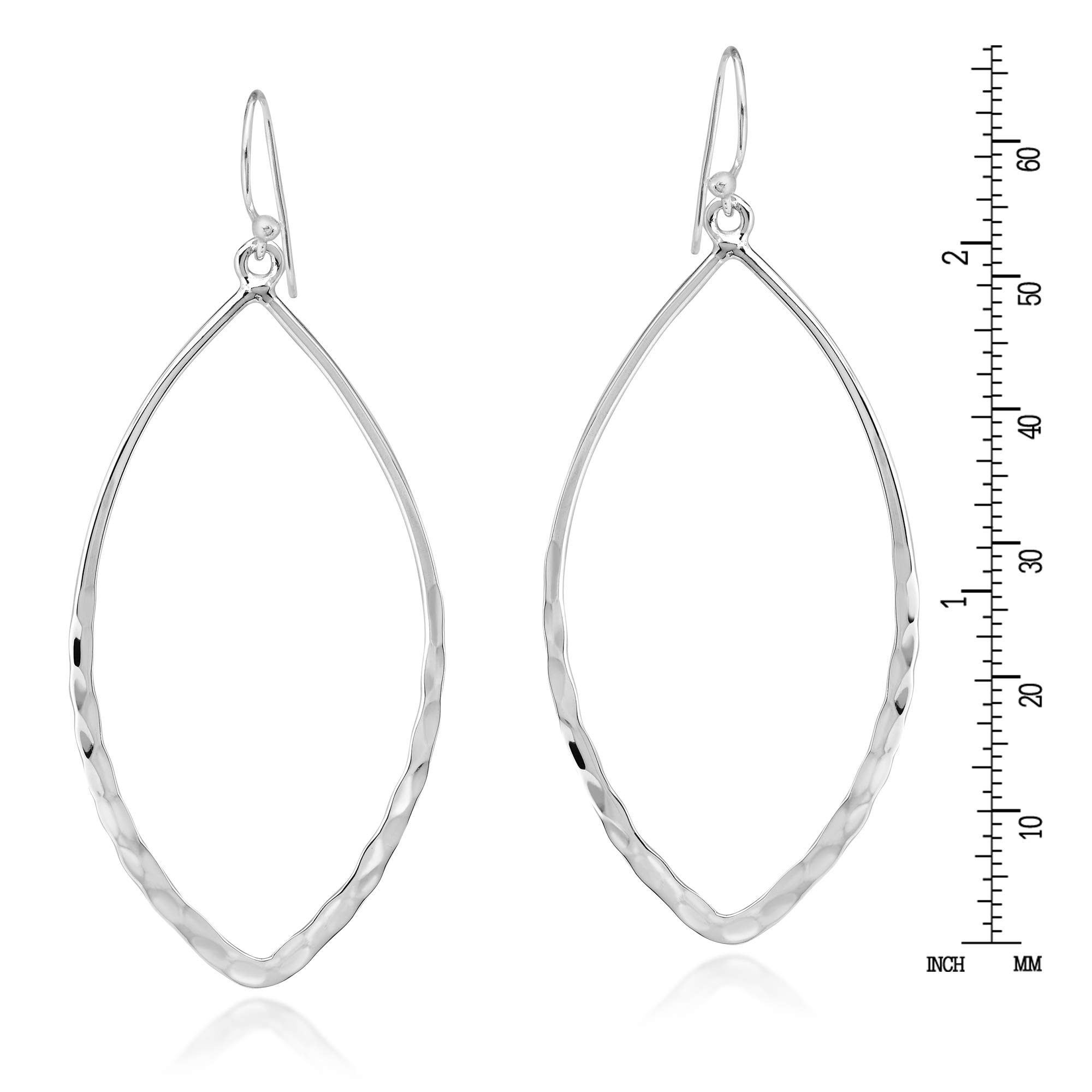 AeraVida .925 Sterling Silver Dangle Earrings for Women - Elegant Textured Oval Hoop Earrings | Hypoallergenic Silver Jewelry Gift for Birthday, Anniversary & Everyday Wear