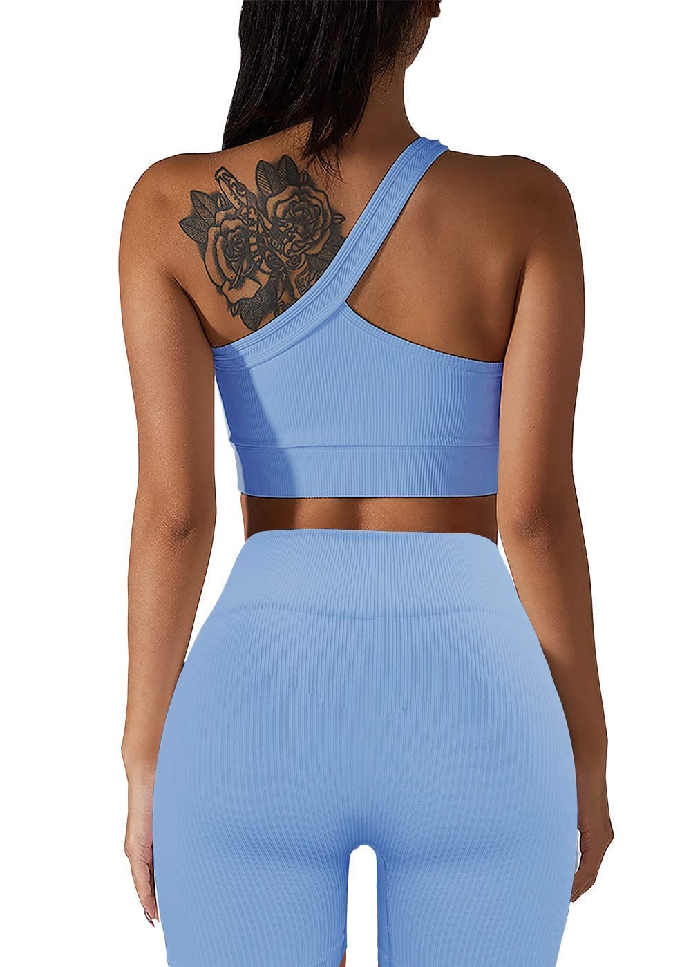 Seamless 2-Piece Workout Sets for Women - Sexy One Shoulder Sports Bra & High Waist Yoga Shorts | Gym, Running & Yoga Outfits