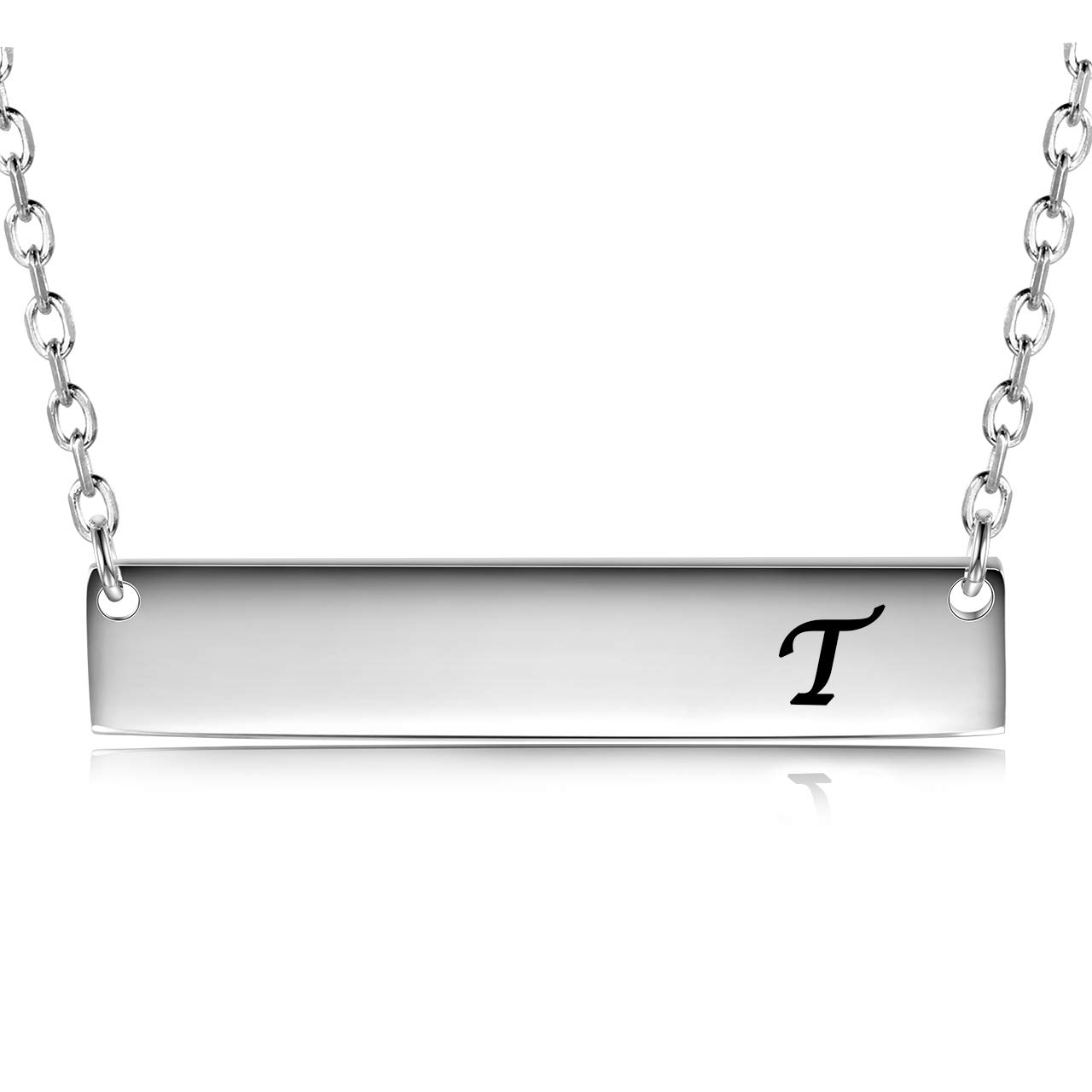 JZCOLOR Sterling Silver Bar Necklace for Women - Personalized Engraved Initial Letter Pendant for Teens & Girls | Perfect for Birthdays, Anniversaries & Everyday Wear