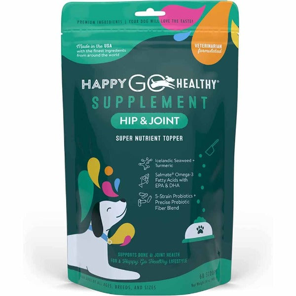 Happy Go Healthy Hip & Joint Supplement for Dogs - Supports Mobility & Joint Health - Ideal for Senior Dogs & Active Canines