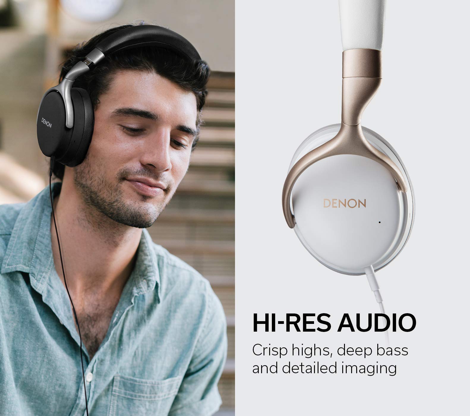 Denon AH-GC25W Premium Wireless Headphones with aptX Bluetooth - Hi-Res Audio, 30H Battery Life, Comfort Fit & Auto-Standby - Ideal for Travel, Work & Music Lovers (Black, AHGC25WBK)