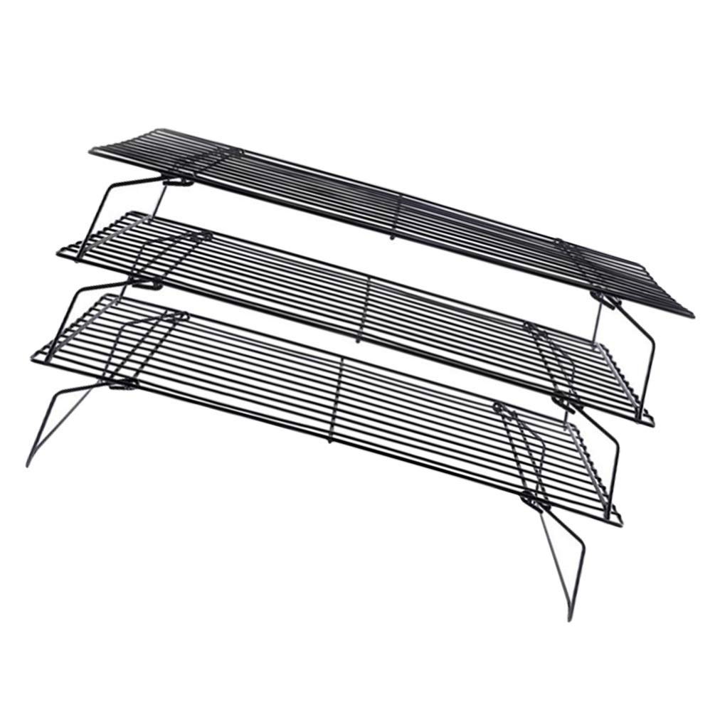 Stainless Steel 3-Tier Stackable Cooling Rack for Cookies, Cakes & Cupcakes - Foldable Oven Baking Rack for Roasting, Grilling & Cooking | Perfect for Home Bakeries, Party Desserts & Holiday Baking