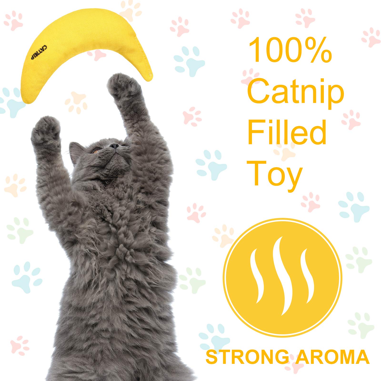 Sotiff 4-Pack Catnip Toys: Yellow Banana Chew & Interactive Catnip Filled Toys for Kittens & Indoor Cats - Perfect for Chewing, Biting, Grinding, and Clawing - Ideal for Playtime and Stress Relief