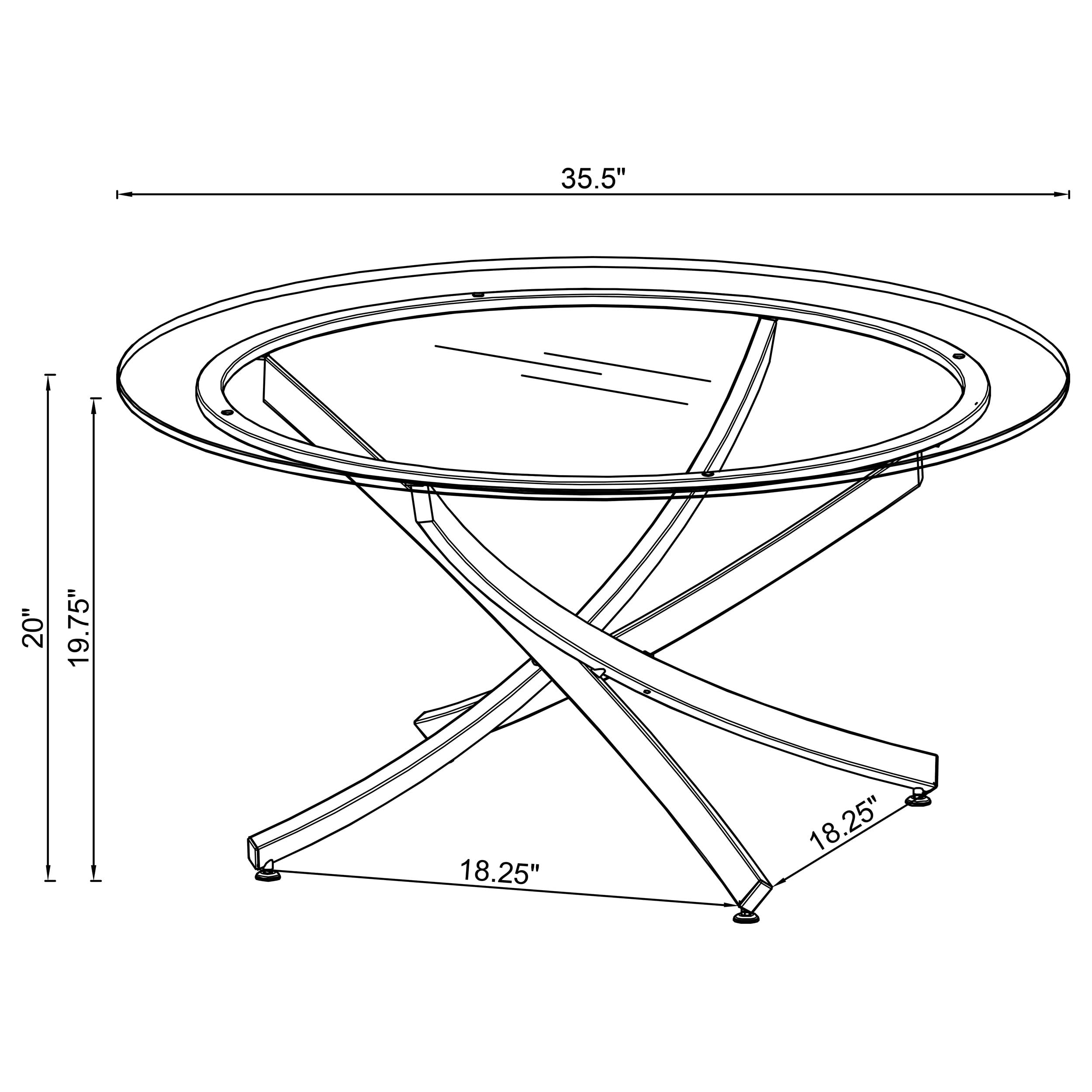 Modern Round Glass Coffee Table with Curved Chrome Metal Base - Coaster Home Furnishings Brooke Collection - Perfect for Living Rooms, Lounges & Contemporary Home Decor