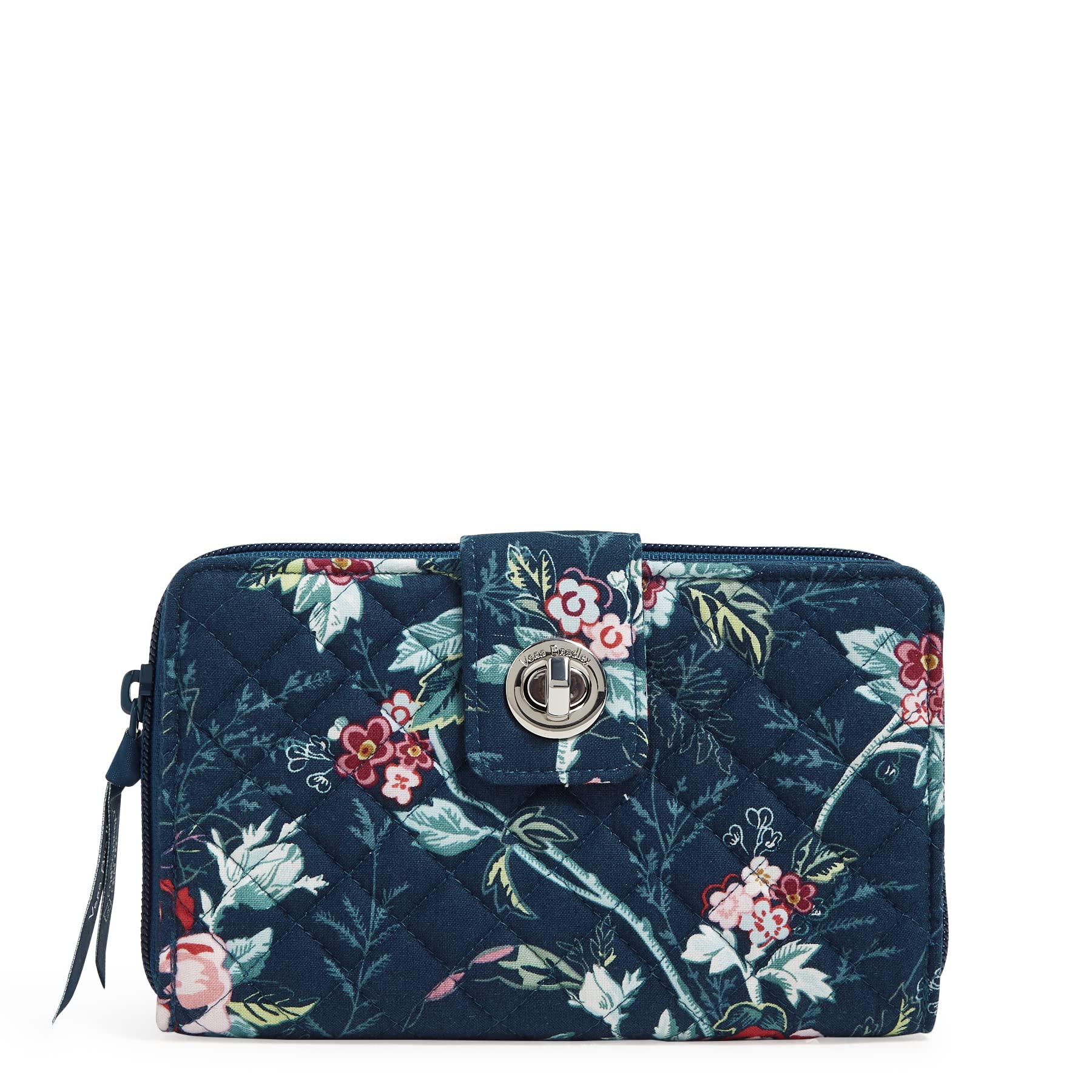 Vera Bradley RFID Blocking Women's Cotton Turnlock Wallet - Secure & Stylish Card Holder for Travel, Shopping & Everyday Use