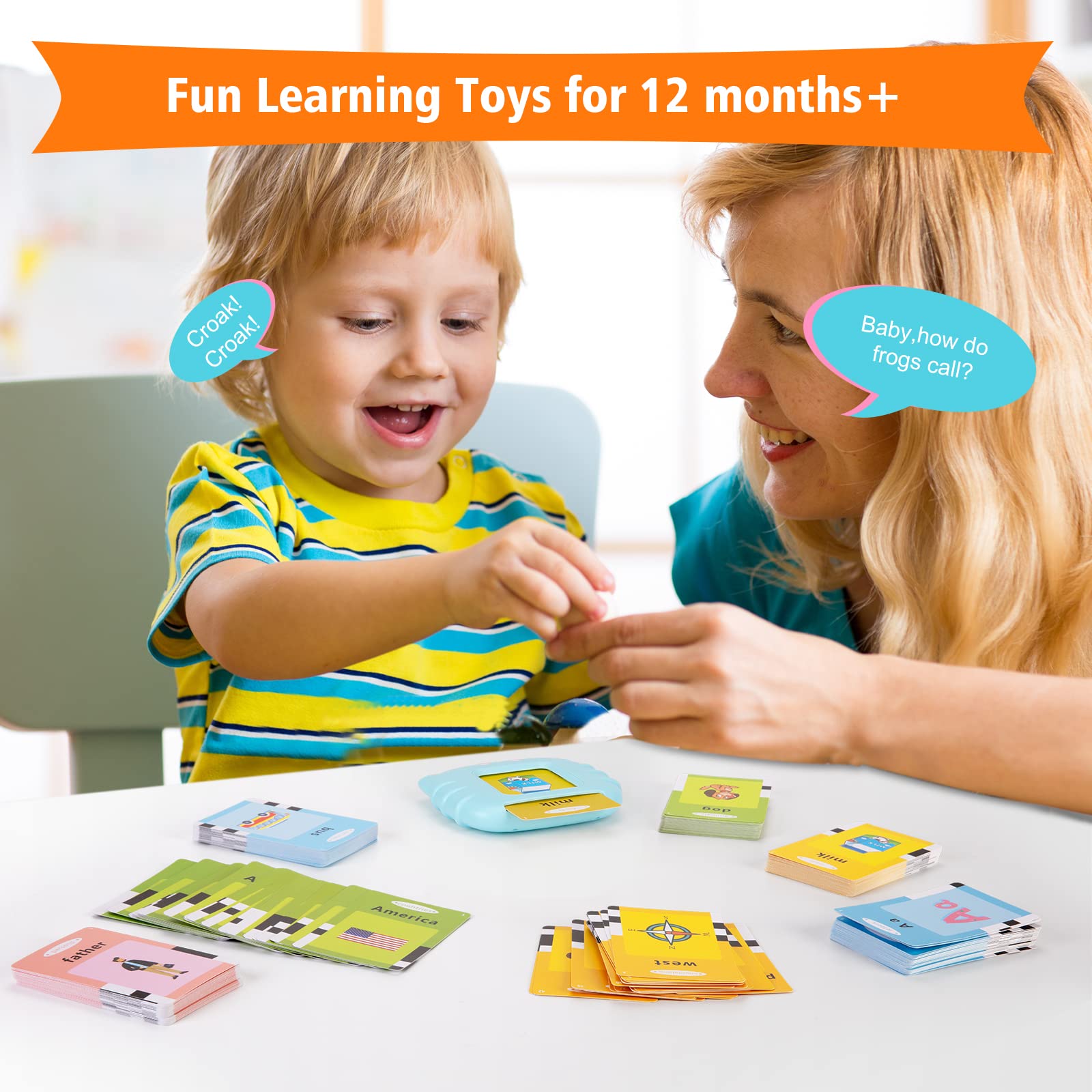 Interactive Talking Flash Cards with 384 Sight Words (Letters & Numbers) - Montessori Educational Learning Toy for Toddlers, Speech Therapy & Autism Sensory Development - Perfect for Home & Classroom Use