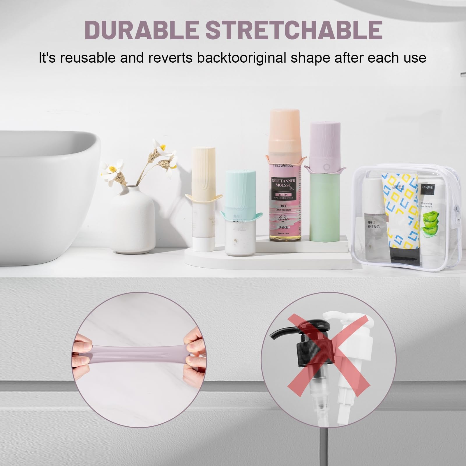 **Leak-Proof Travel Bottle Covers (9-Pack) – Elastic Sleeves for Toiletries, Luggage Accessories & Travel Essentials – Perfect for Airports, Camping & Gym**