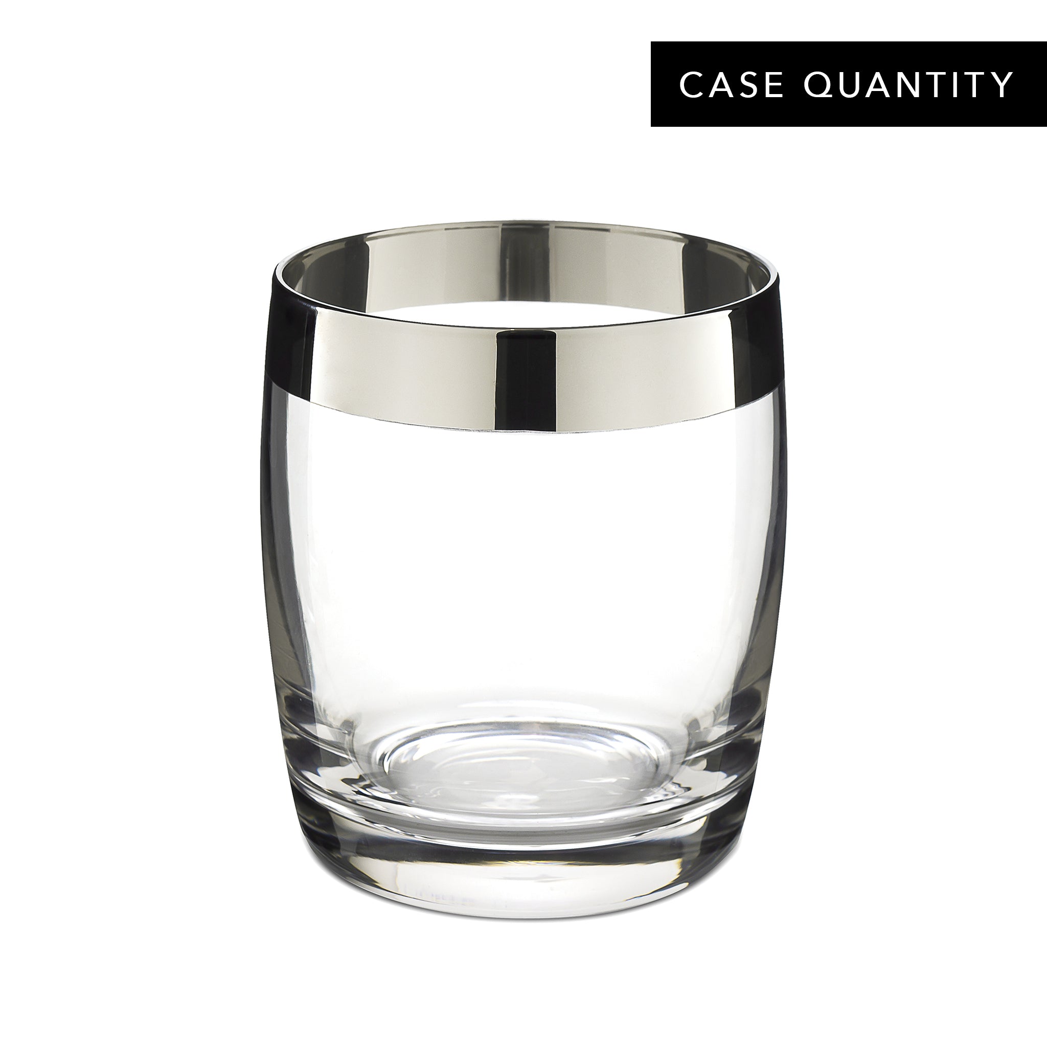 DANUTA™ Double Rocks Glass with Silver Trim – 15oz (450ml) – Set of 24 – Perfect for Cocktails, Whiskey, Bourbon & Home Bar Entertaining