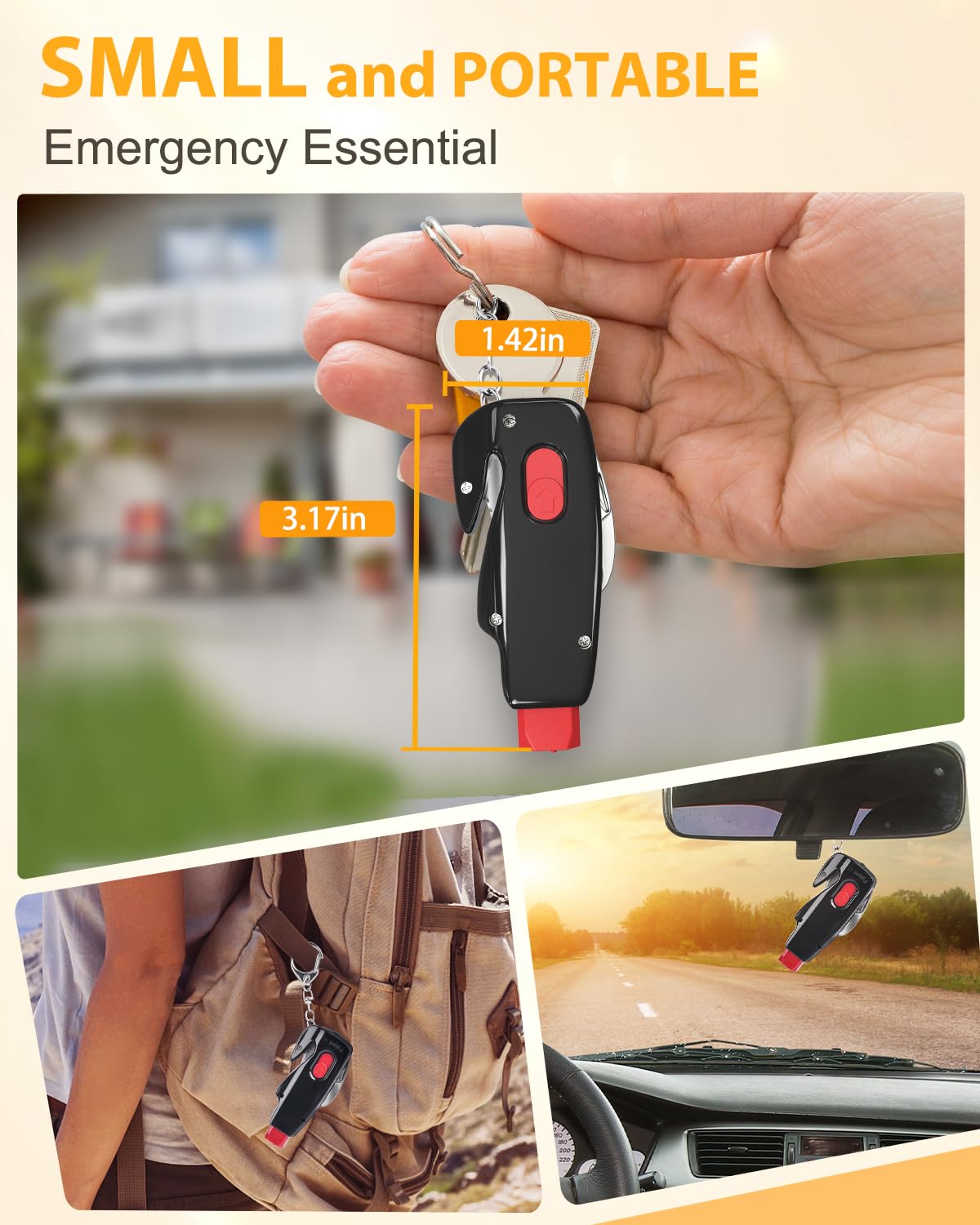 4-in-1 Car Safety Tools Kit with Window Breaker & Seatbelt Cutter - Emergency Escape Tool for Men & Women | Perfect Stocking Stuffer, Christmas Gift for Dad, Mom | Travel Essentials & Road Trip Safety Gear