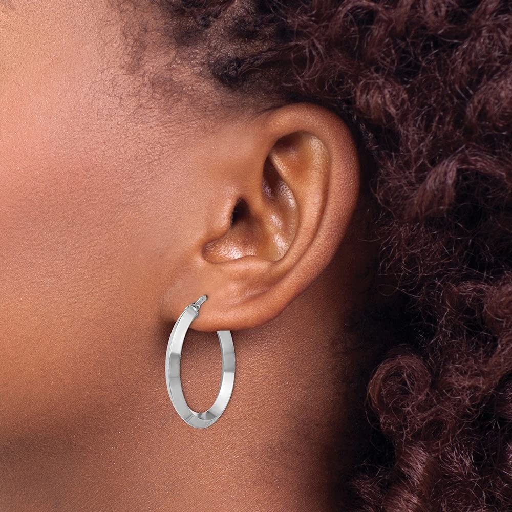 Diamond2Deal 925 Sterling Silver Wire & Clutch Hoop Earrings - 1.1 Inch Length, 0.72 Inch Width - Elegant Everyday Jewelry for Women, Perfect for Office, Party & Special Occasions