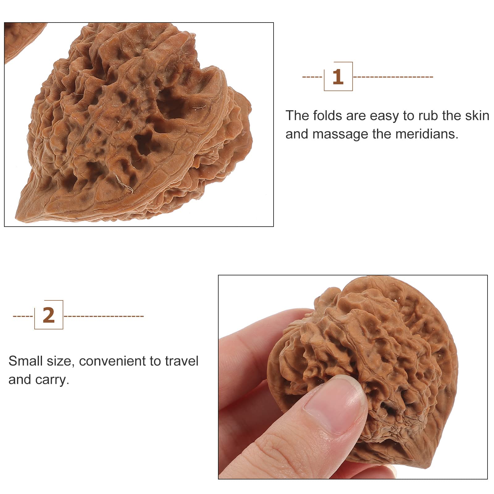 2pcs Wooden Baoding Balls - Walnut Shaped Chinese Stress Relief Balls for Hand Therapy, Self-Massage & Acupressure - 45mm Palm, Back & Foot Massager for Relaxation & Pain Relief - Perfect for Office, Home & Travel Use
